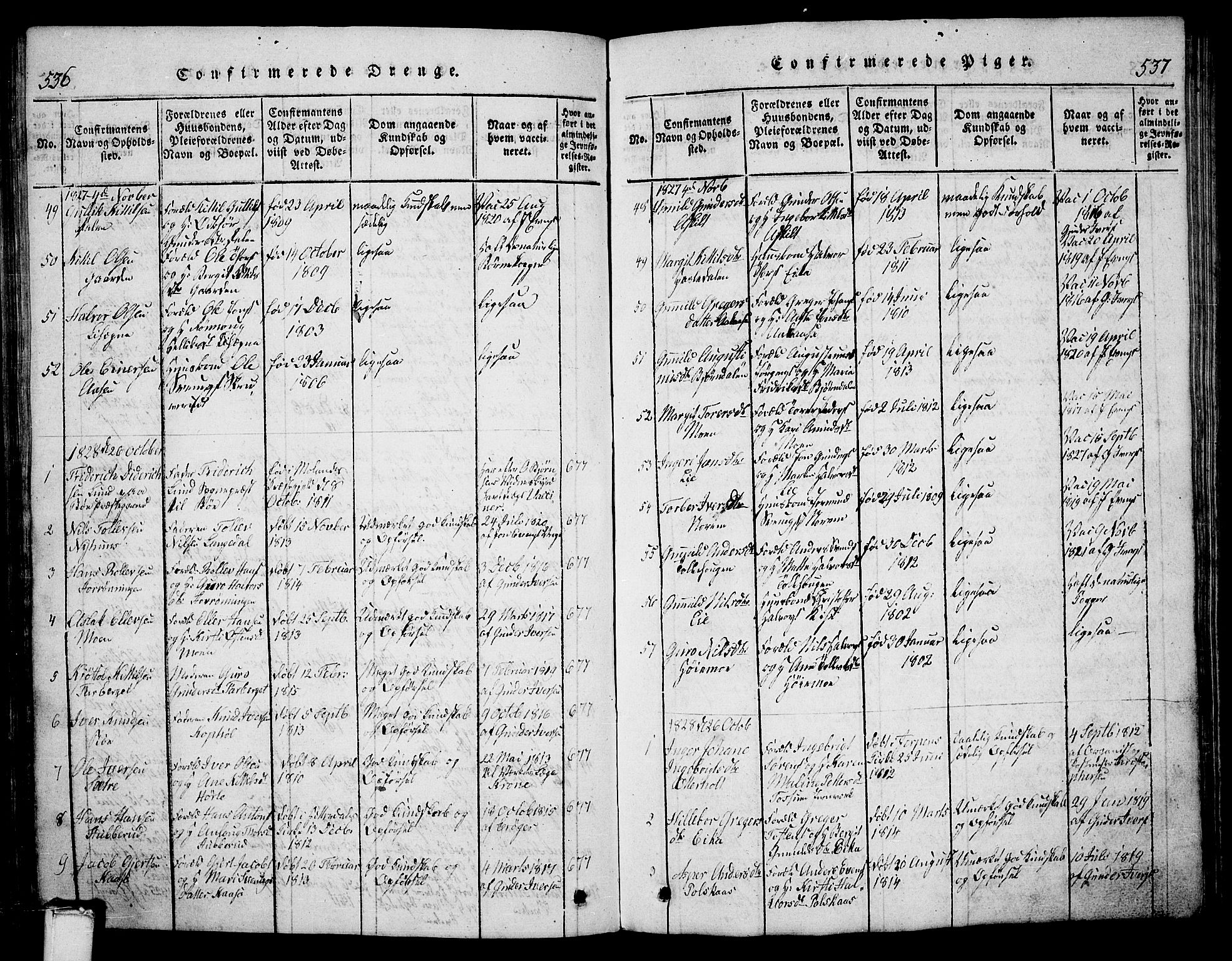 Bø kirkebøker, AV/SAKO-A-257/G/Ga/L0001: Parish register (copy) no. 1, 1815-1831, p. 536-537