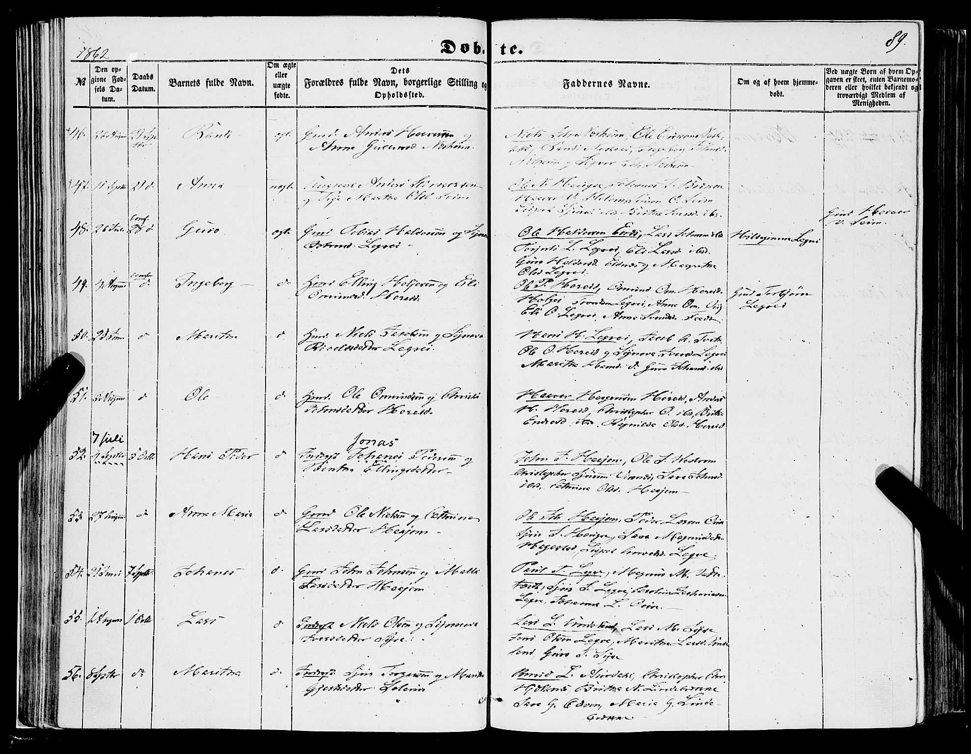 Ulvik sokneprestembete, AV/SAB-A-78801/H/Haa: Parish register (official) no. A 13, 1853-1863, p. 89