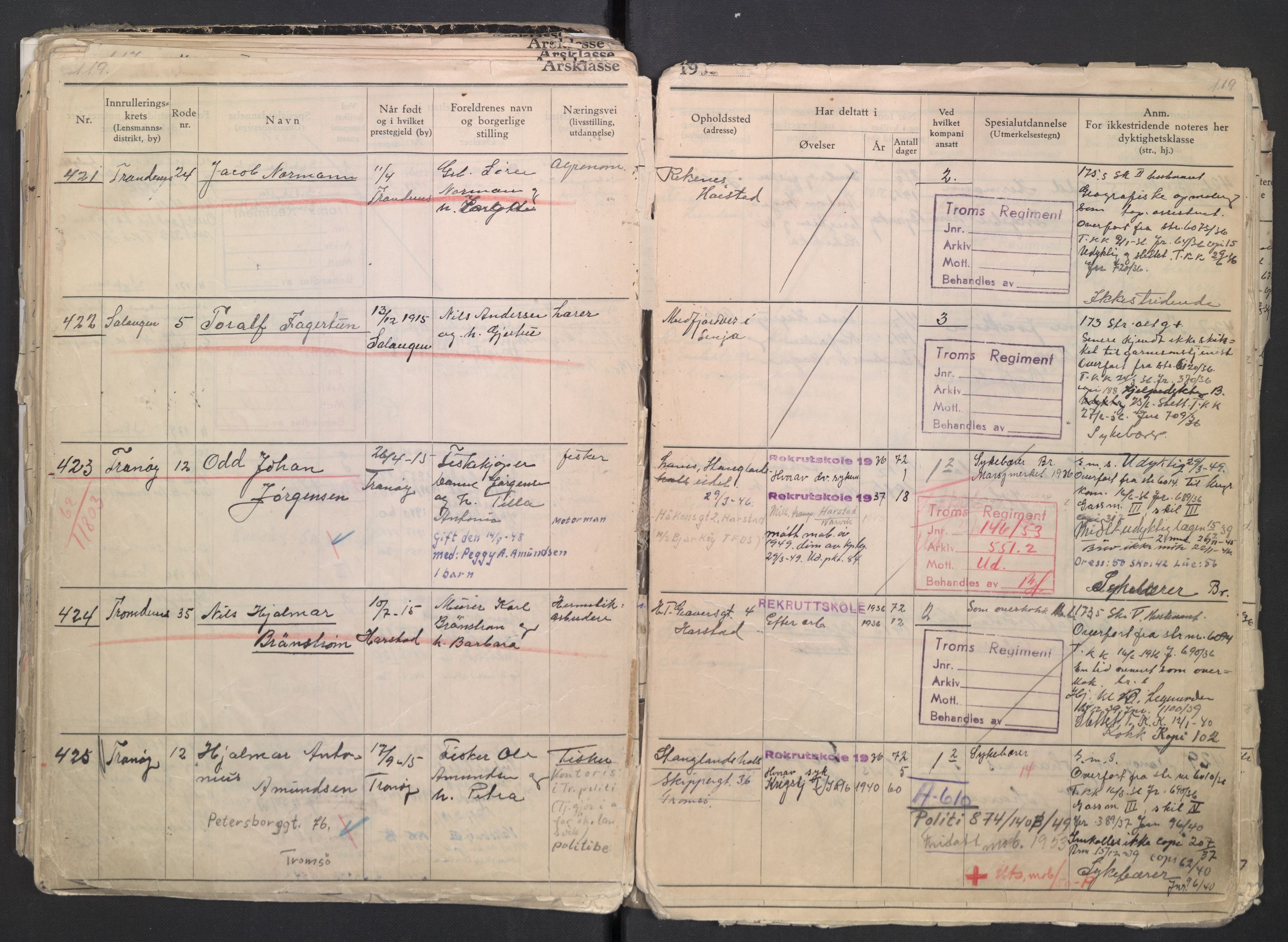 Forsvaret, Troms infanteriregiment nr. 16, AV/RA-RAFA-3146/P/Pa/L0007/0001: Ruller / Rulle for regimentets menige mannskaper, årsklasse 1936, 1936, p. 119