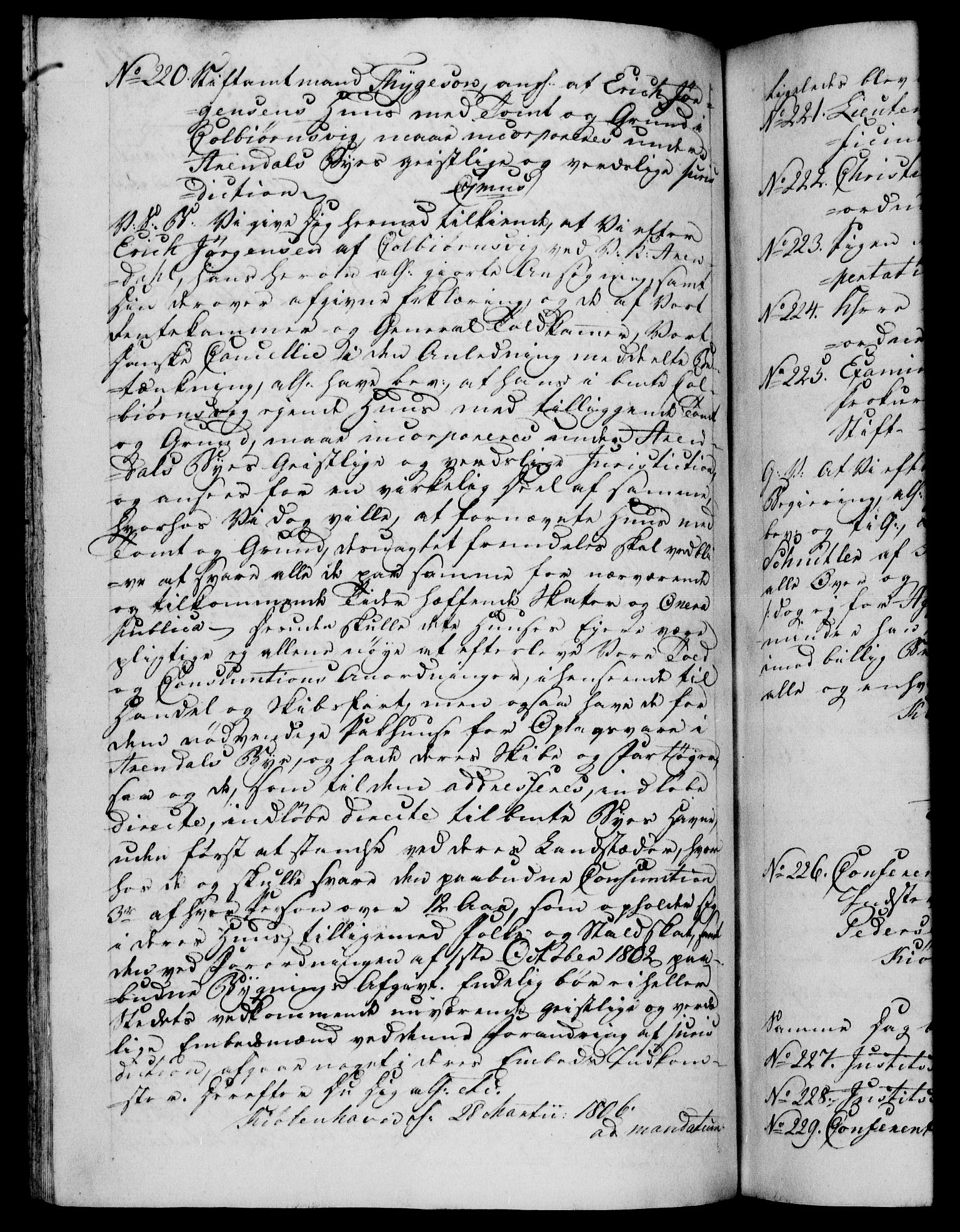 Danske Kanselli 1800-1814, RA/EA-3024/H/Hf/Hfb/Hfba/L0003: Registranter, 1805-1807, p. 174b