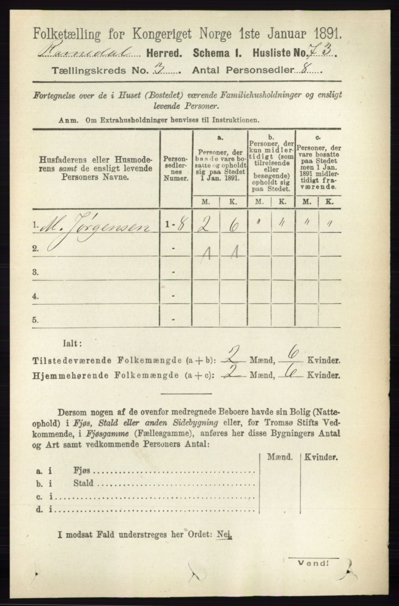 RA, 1891 census for 0416 Romedal, 1891, p. 1411