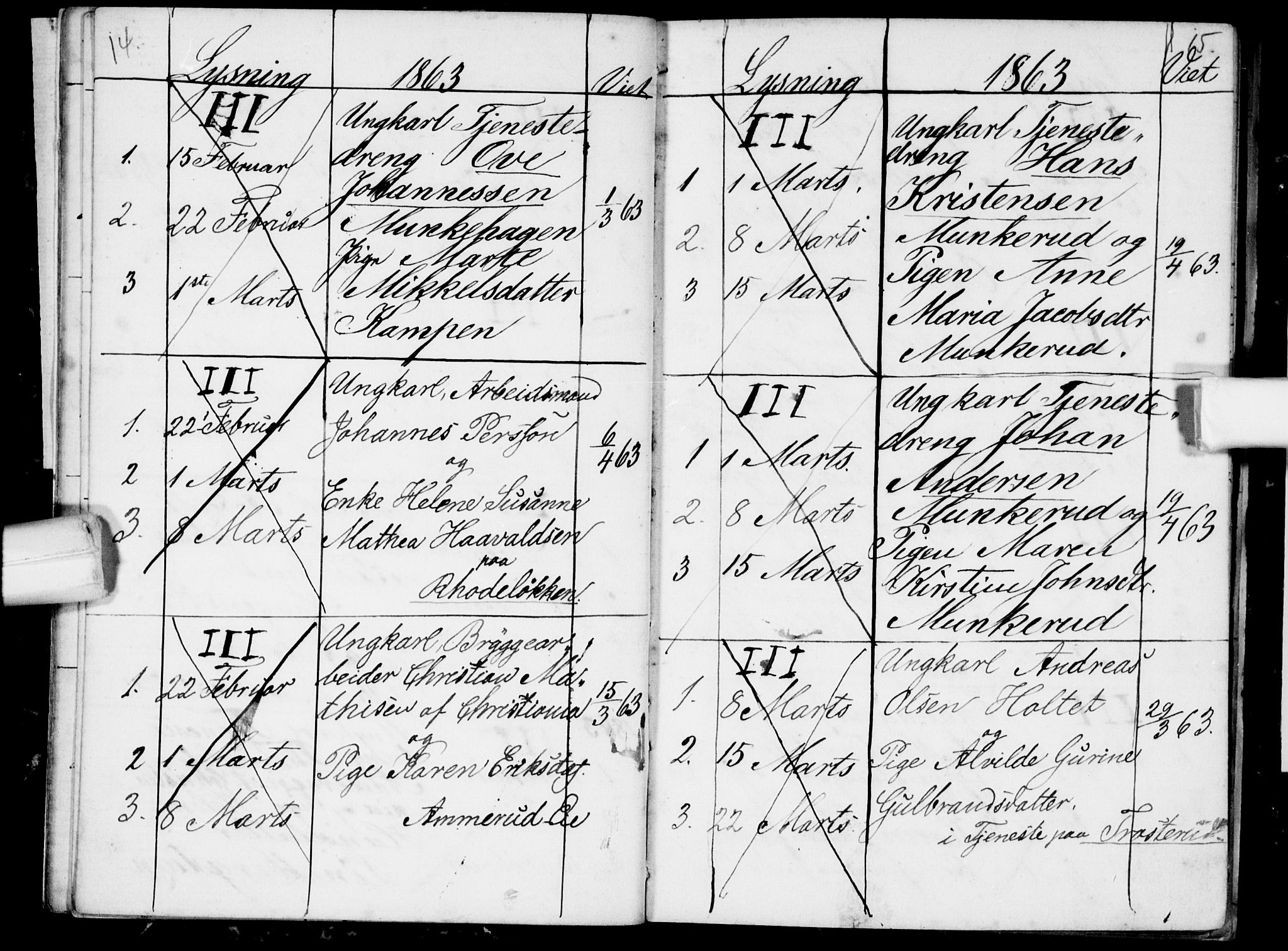 Østre Aker prestekontor Kirkebøker, AV/SAO-A-10840/H/Ha/L0002: Banns register no. I 2, 1861-1872, p. 14-15