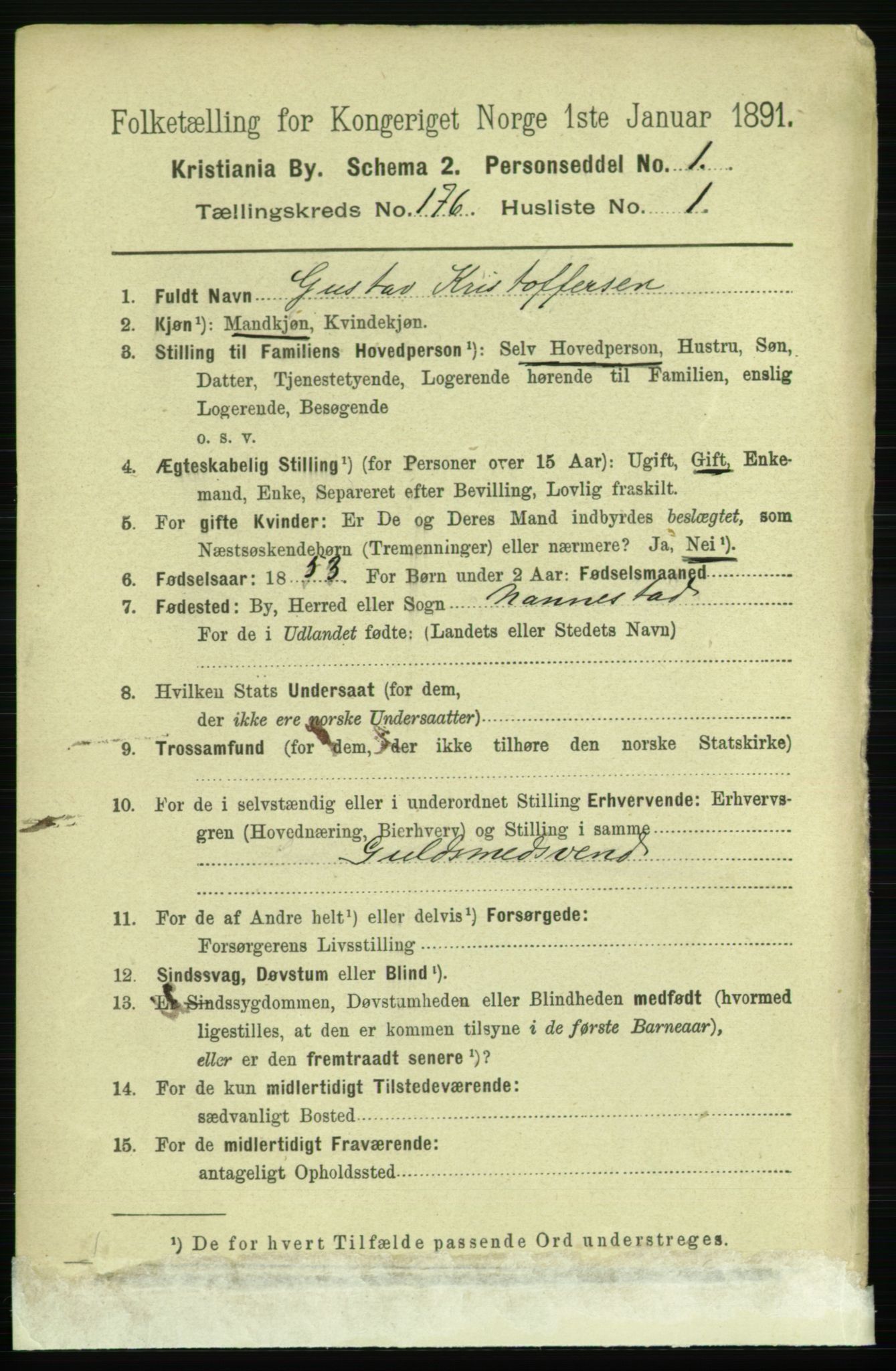 RA, 1891 census for 0301 Kristiania, 1891, p. 105616