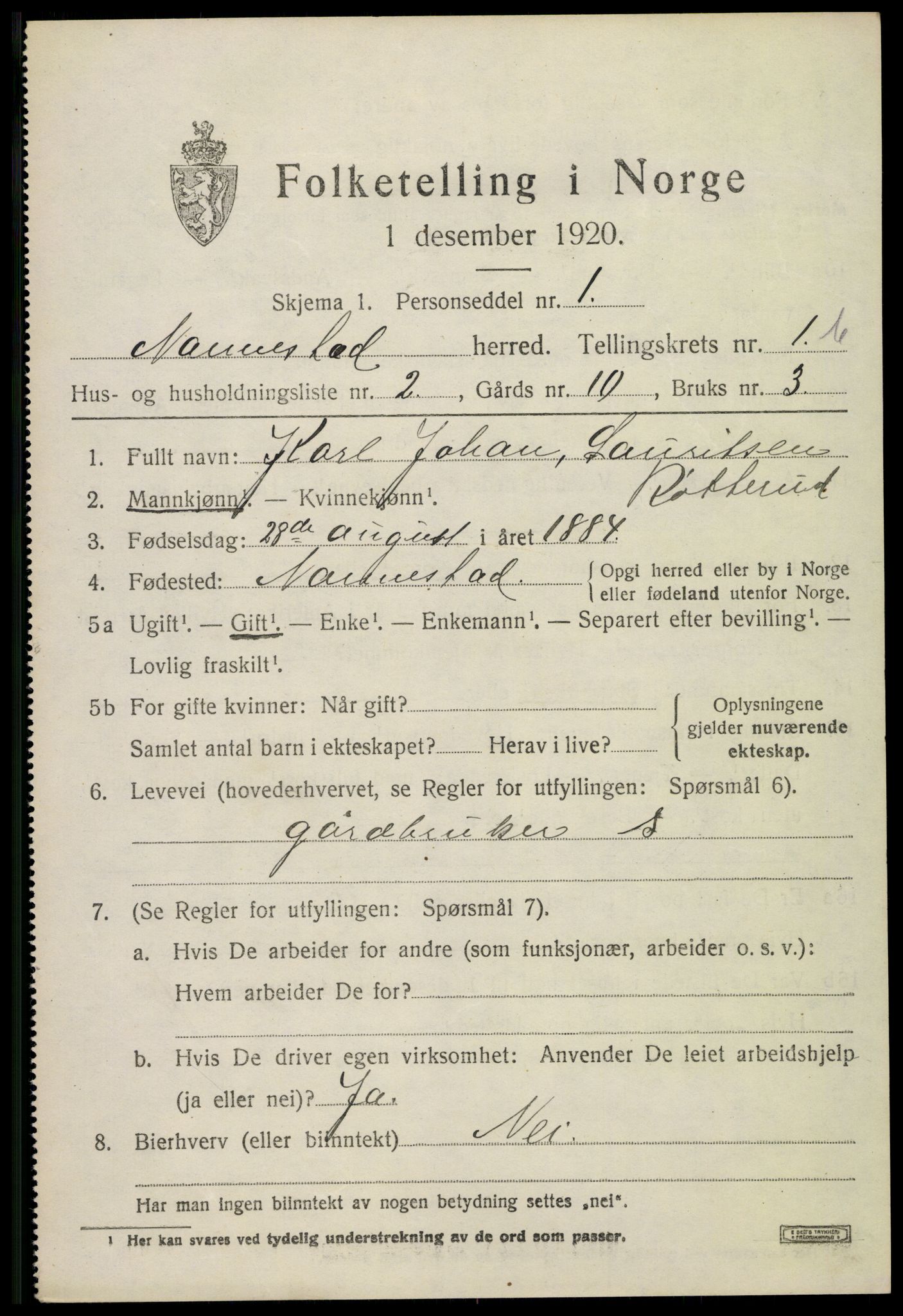 SAO, 1920 census for Nannestad, 1920, p. 1921