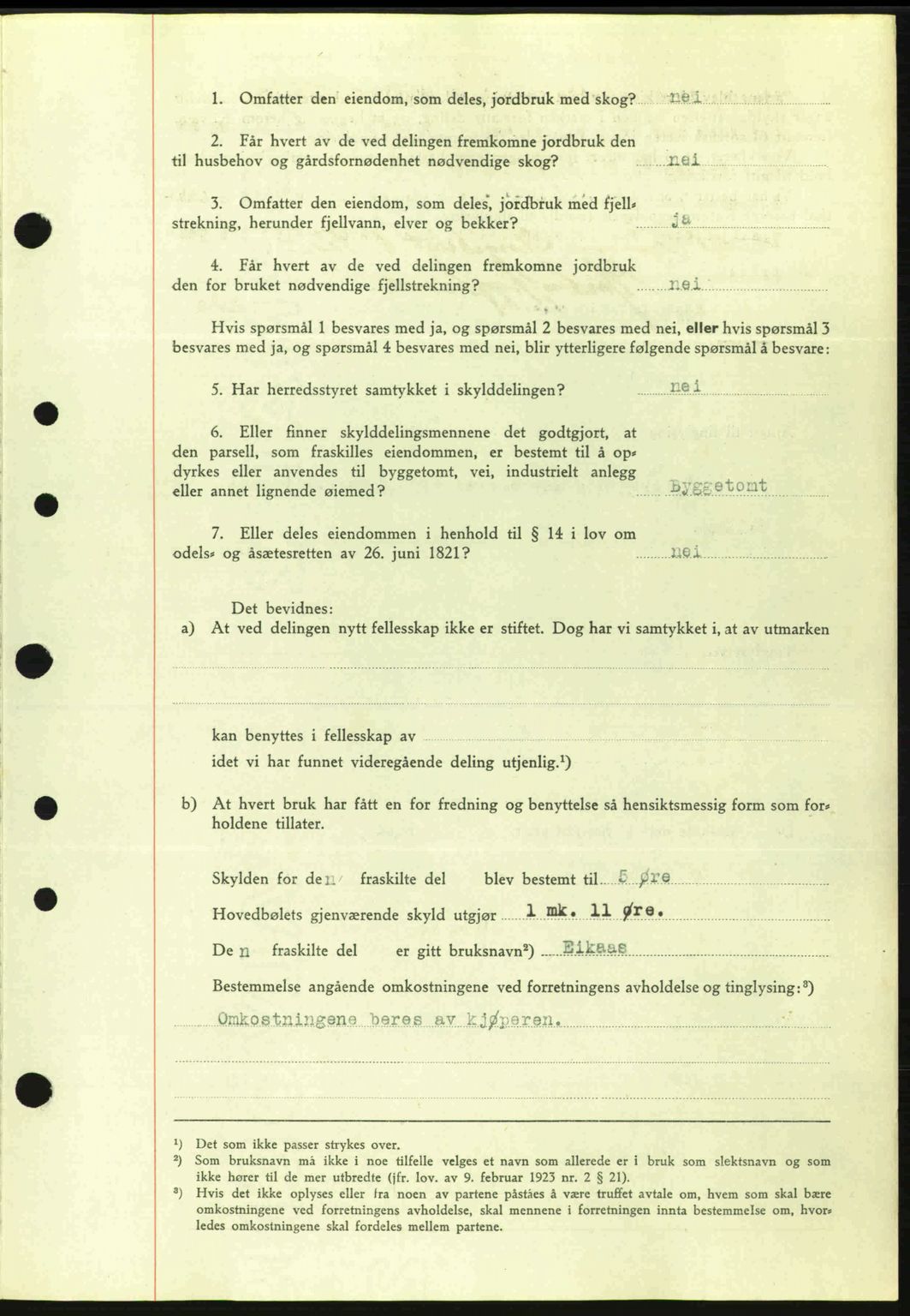 Sunnhordland sorenskrivar, AV/SAB-A-2401: Mortgage book no. A77, 1945-1945, Diary no: : 1093/1945