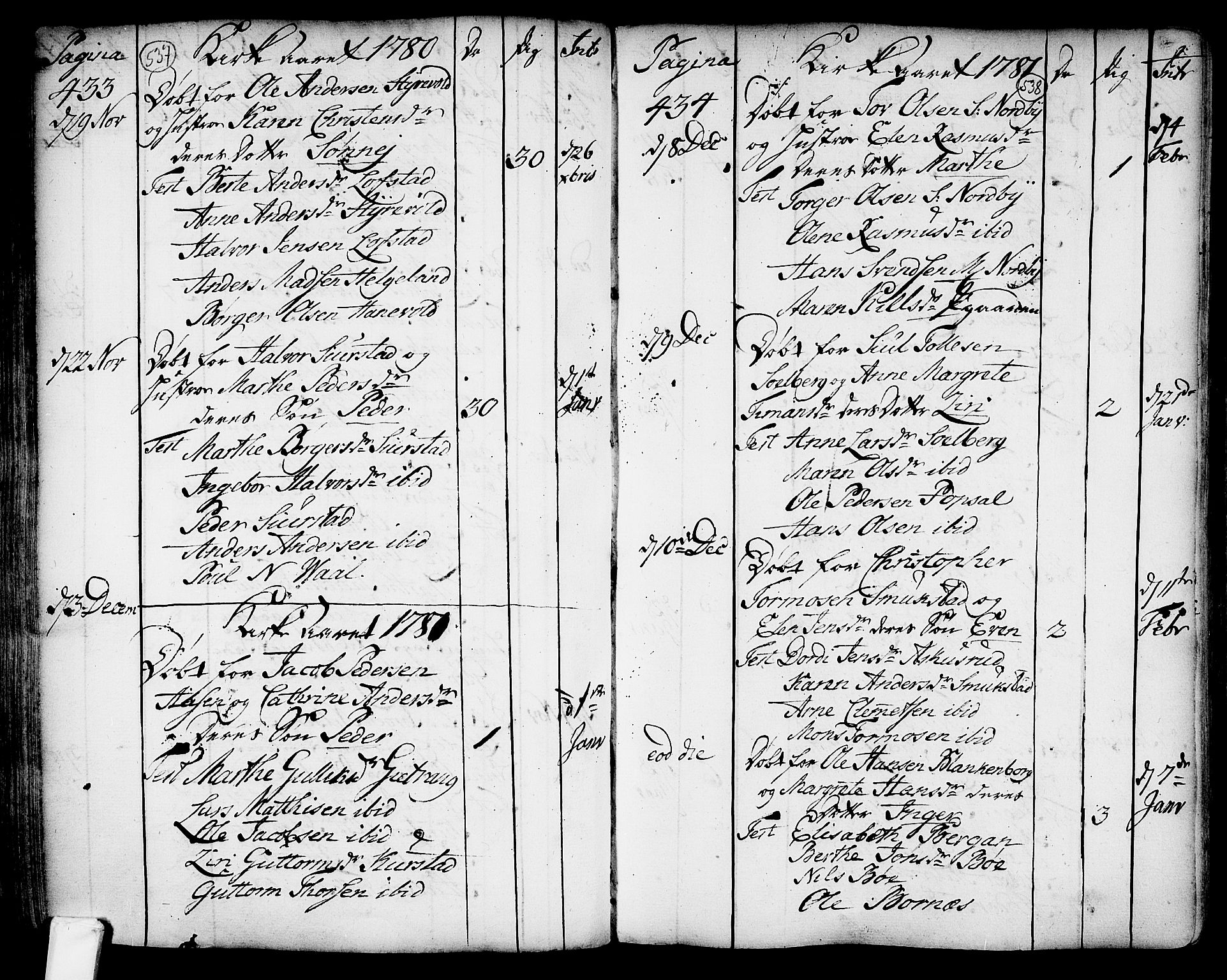 Lardal kirkebøker, SAKO/A-350/F/Fa/L0003: Parish register (official) no. I 3, 1733-1815, p. 537-538