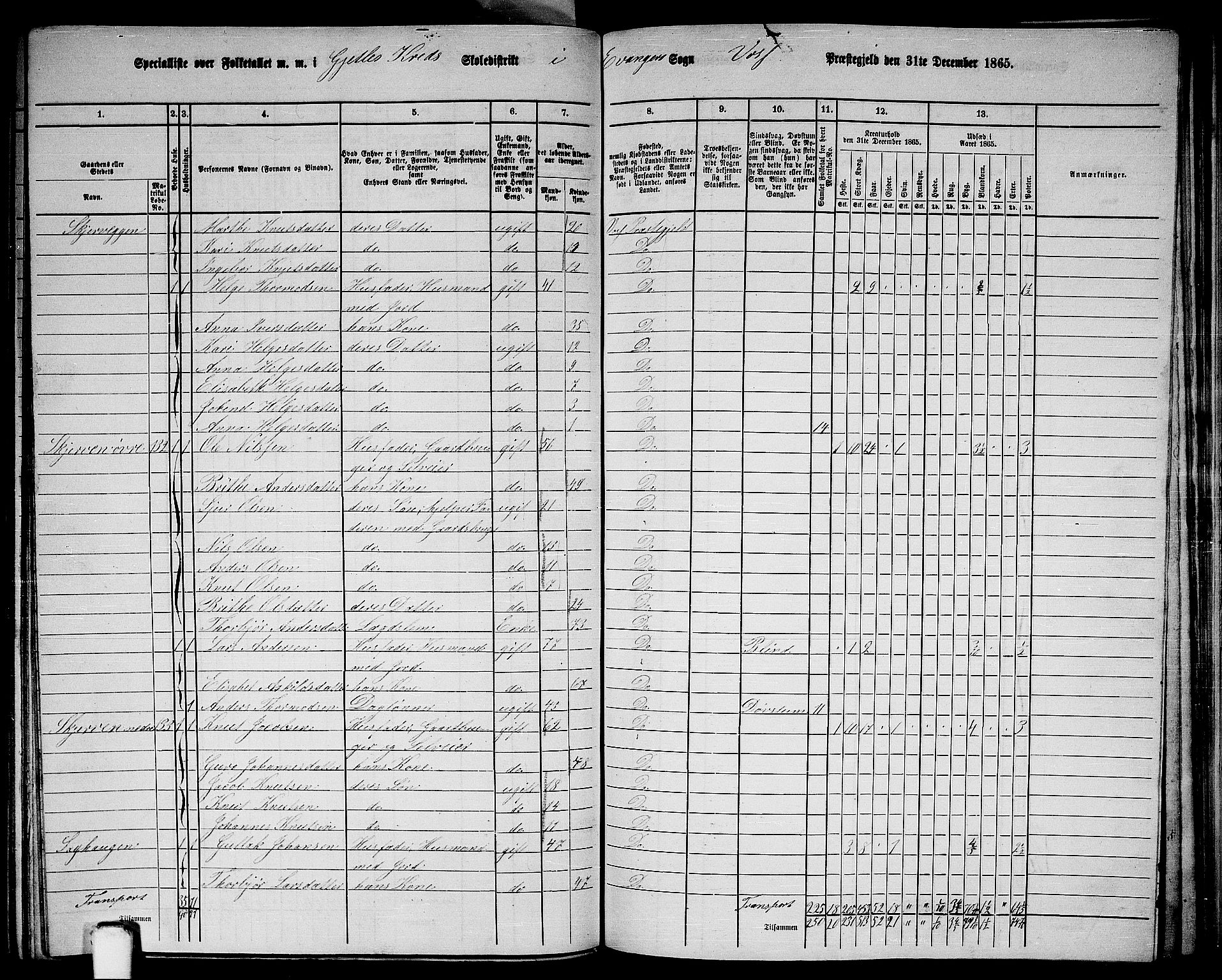 RA, 1865 census for Voss, 1865, p. 377