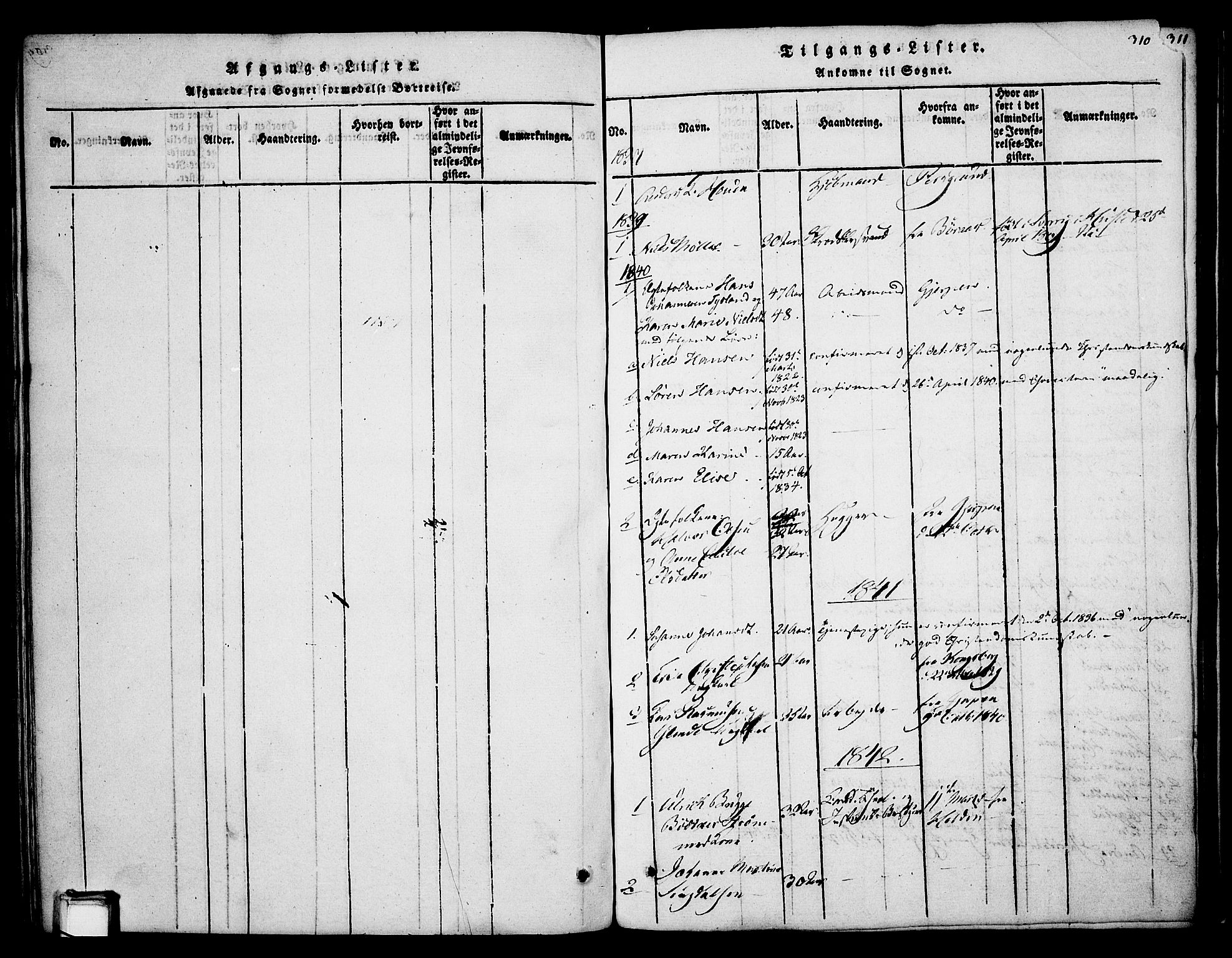 Skien kirkebøker, SAKO/A-302/F/Fa/L0005: Parish register (official) no. 5, 1814-1843, p. 310