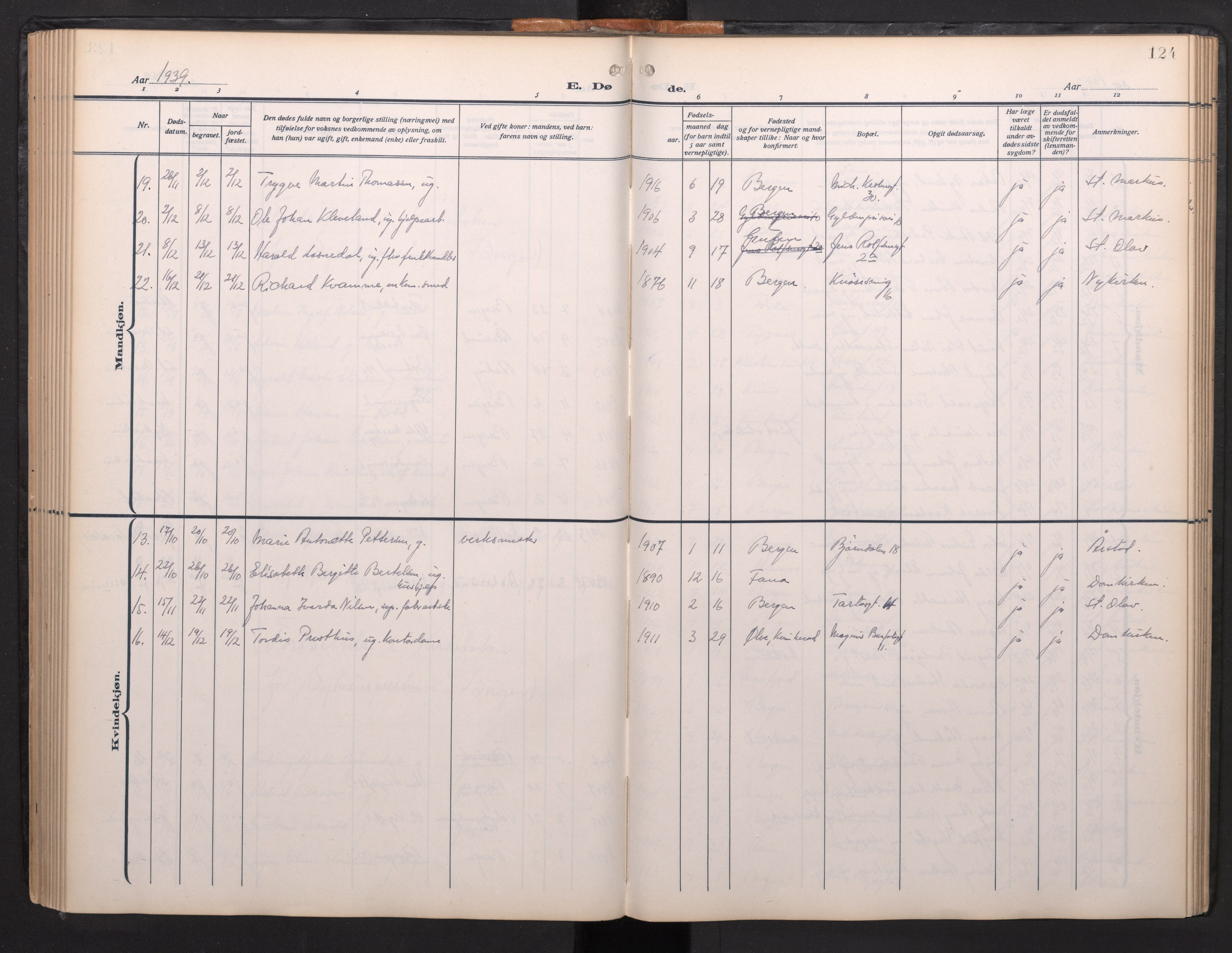 Arkivreferanse mangler*, SAB/-: Parish register (official) no. A 1, 1912-1957, p. 123b-124a