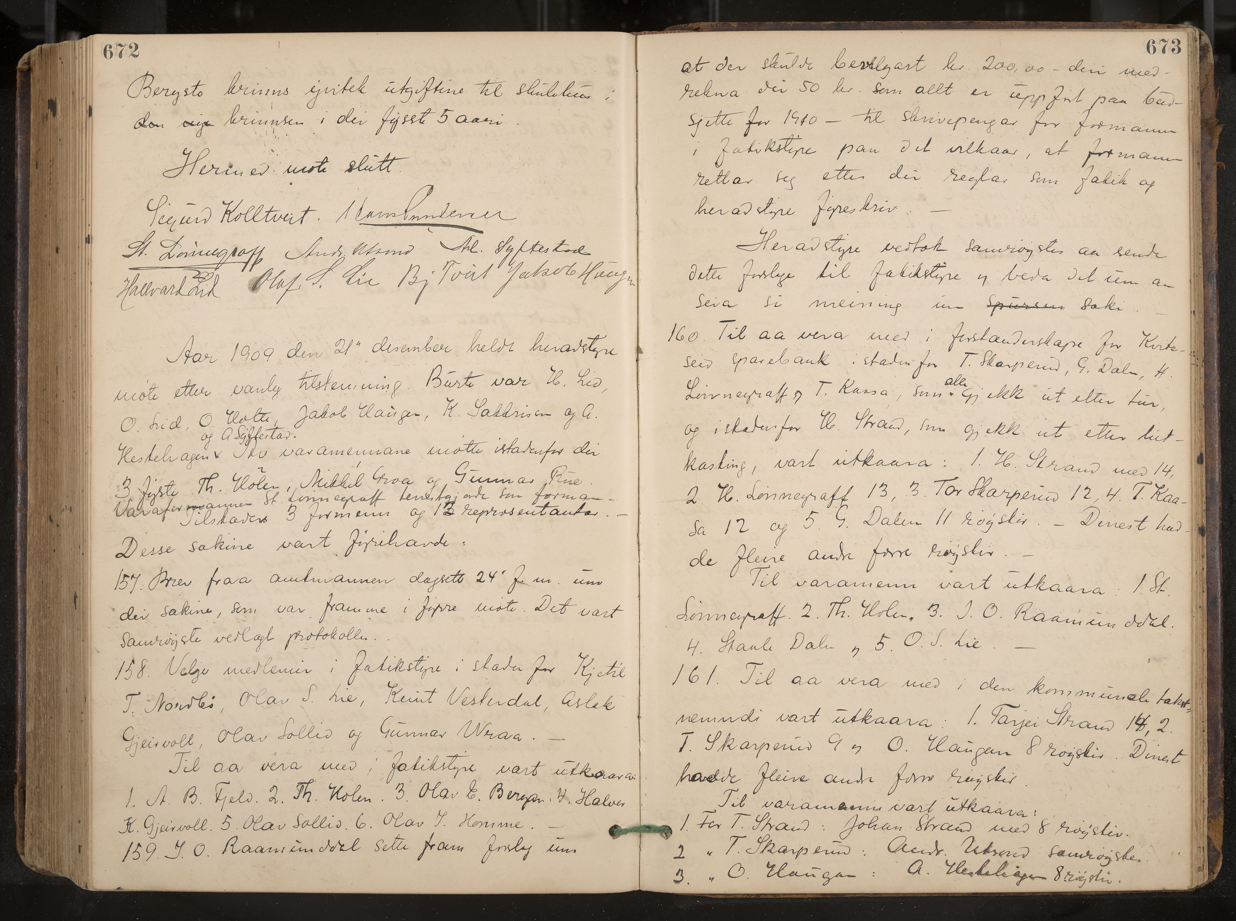 Kviteseid formannskap og sentraladministrasjon, IKAK/0829021/A/Aa/L0004: Møtebok, 1896-1911, p. 672-673