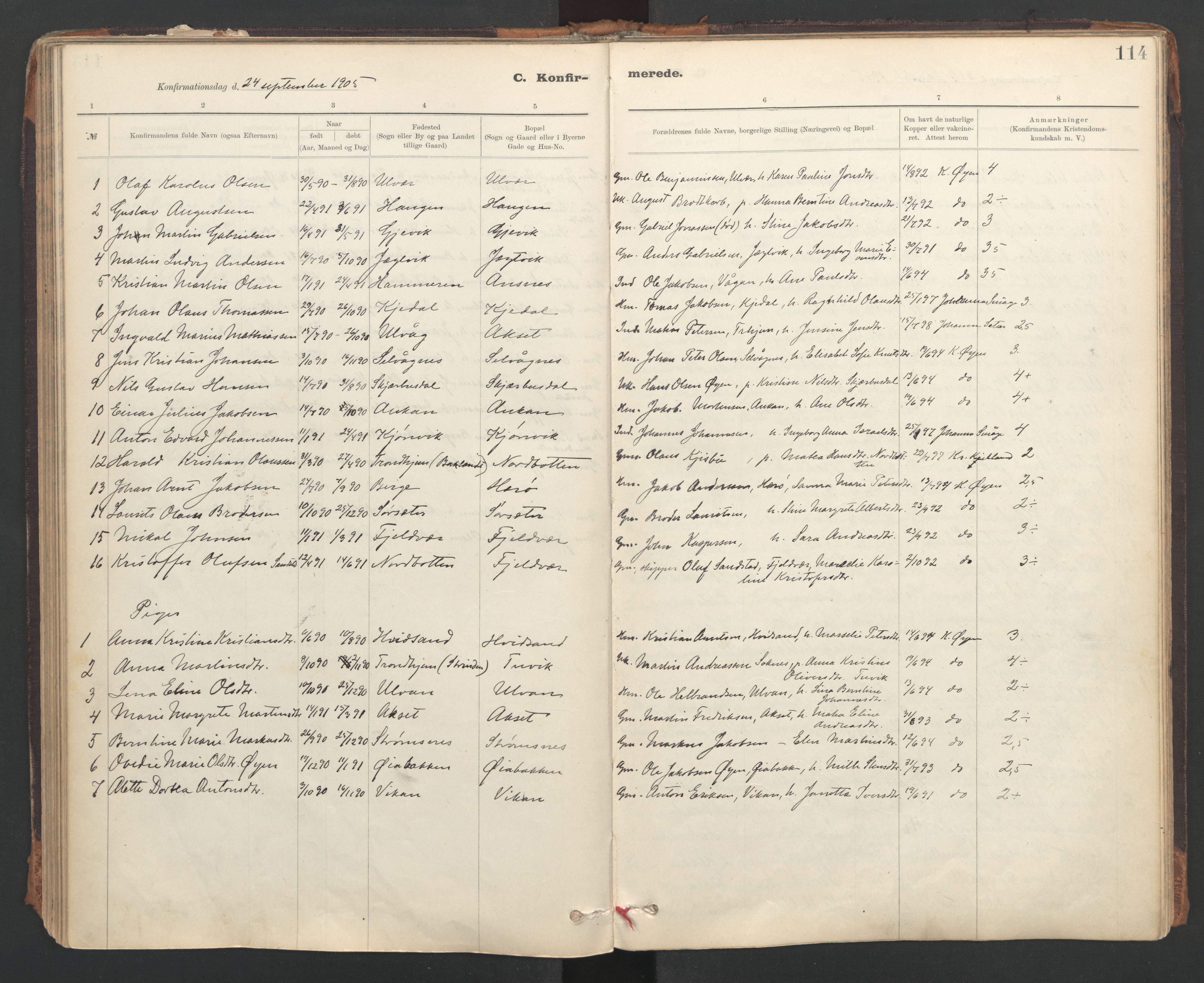 Ministerialprotokoller, klokkerbøker og fødselsregistre - Sør-Trøndelag, SAT/A-1456/637/L0559: Parish register (official) no. 637A02, 1899-1923, p. 114