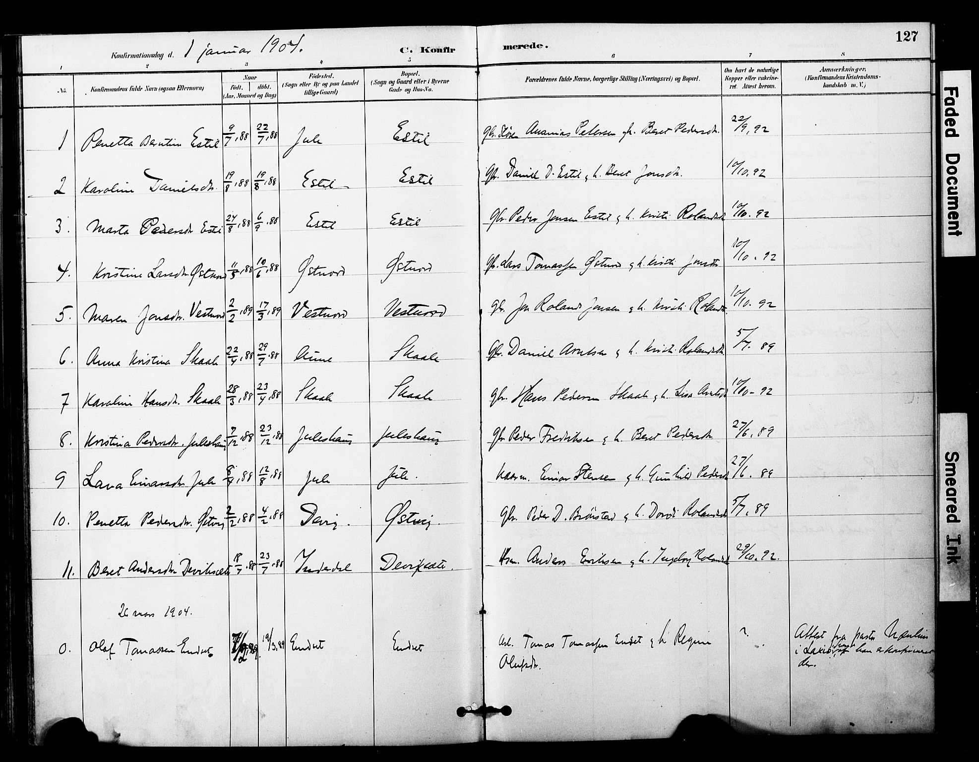 Ministerialprotokoller, klokkerbøker og fødselsregistre - Nord-Trøndelag, SAT/A-1458/757/L0505: Parish register (official) no. 757A01, 1882-1904, p. 127