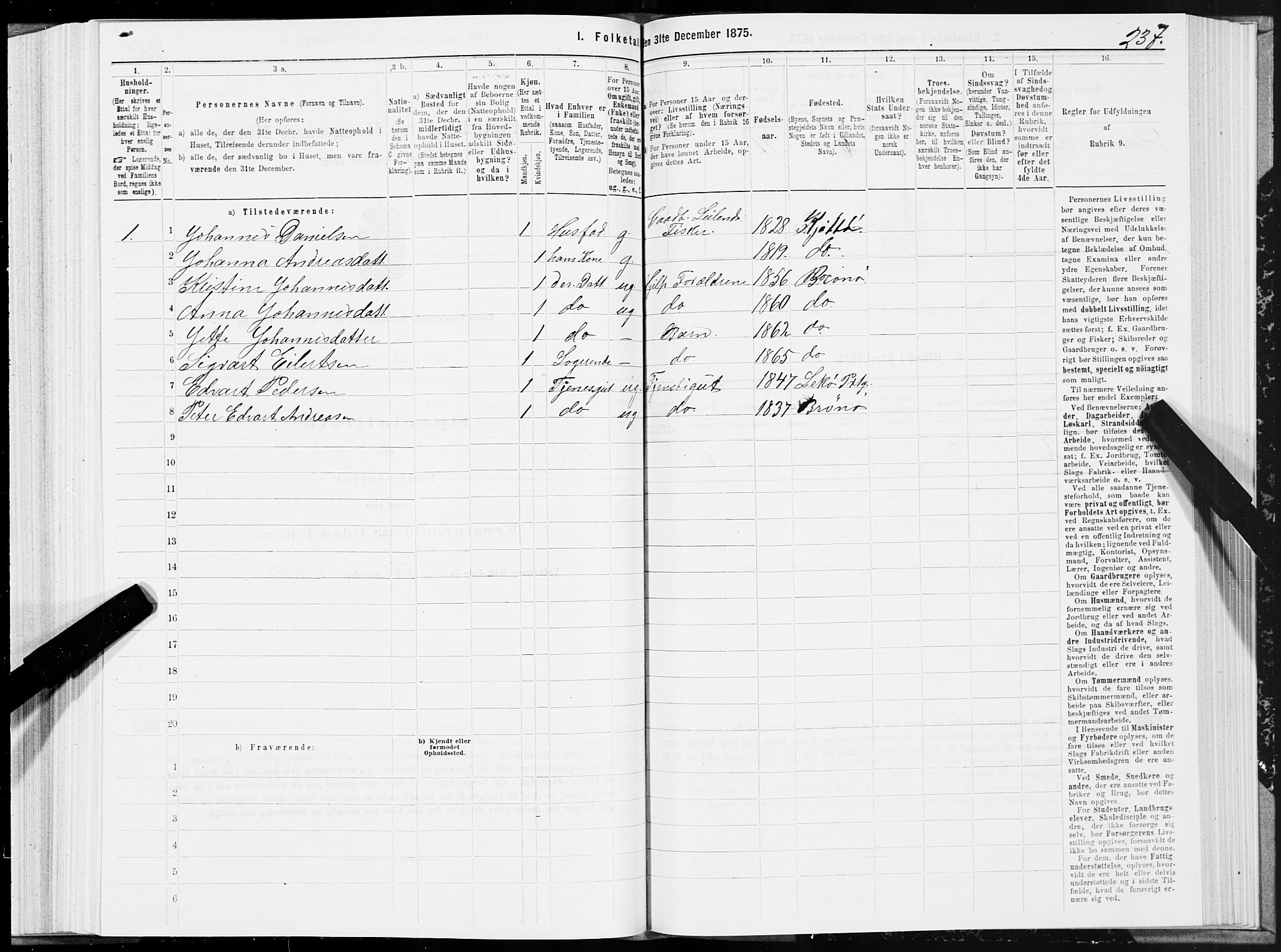 SAT, 1875 census for 1814P Brønnøy, 1875, p. 3237