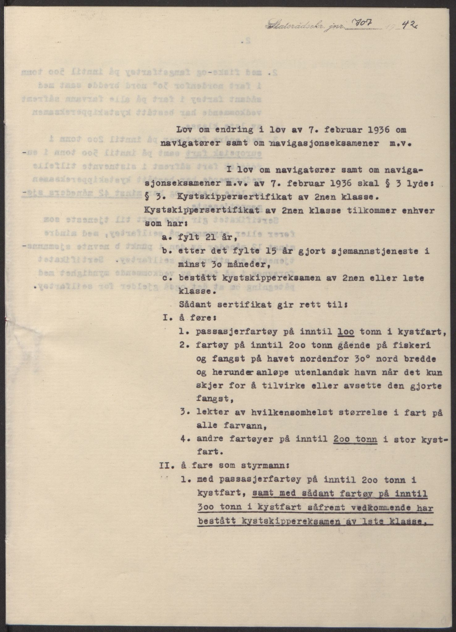 NS-administrasjonen 1940-1945 (Statsrådsekretariatet, de kommisariske statsråder mm), AV/RA-S-4279/D/Db/L0098: Lover II, 1942, p. 402