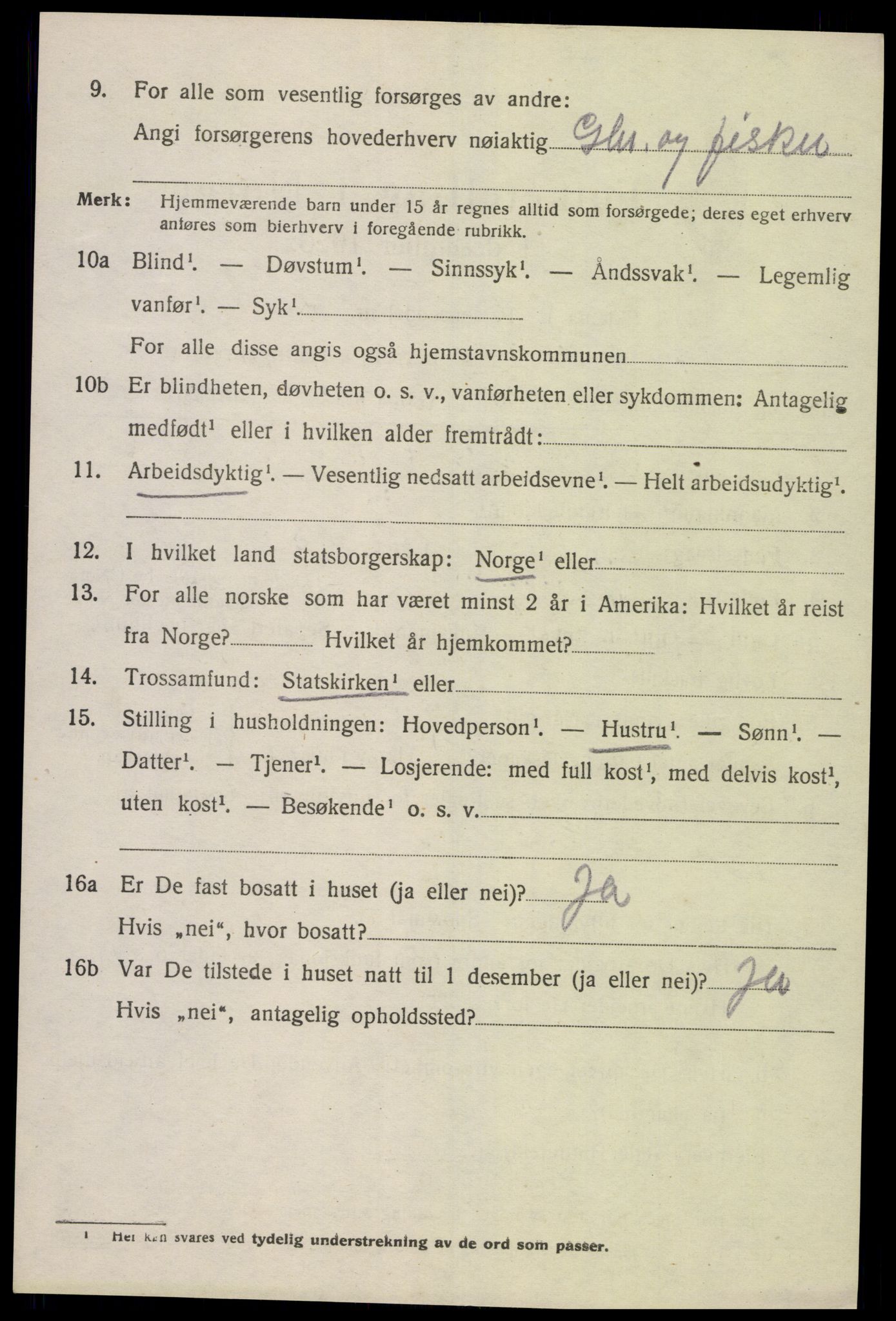 SAK, 1920 census for Spangereid, 1920, p. 2240