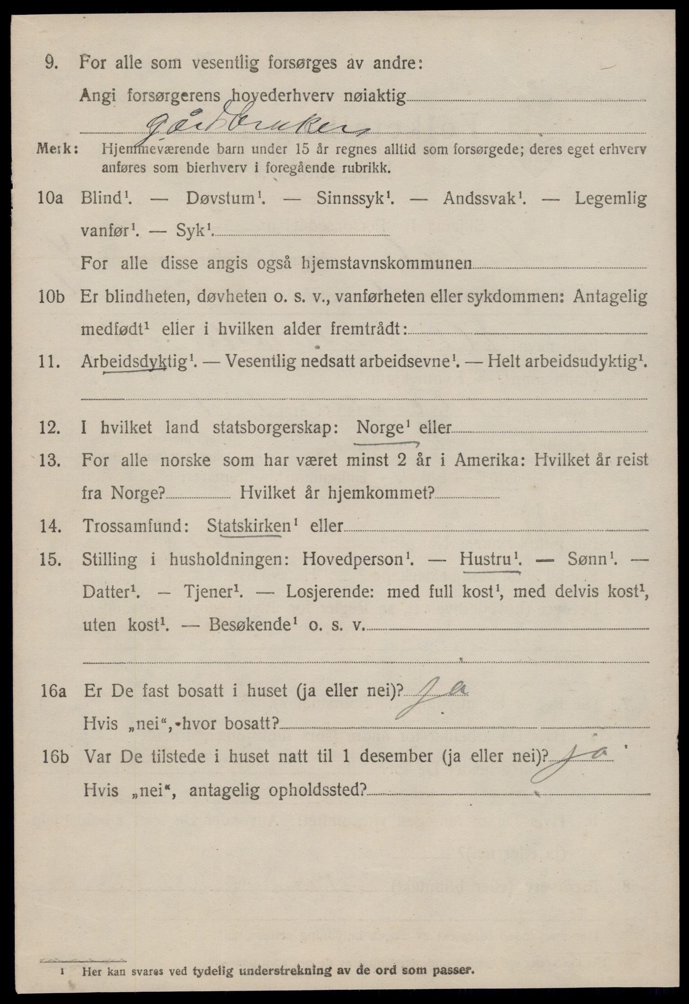 SAT, 1920 census for Nesset, 1920, p. 1485