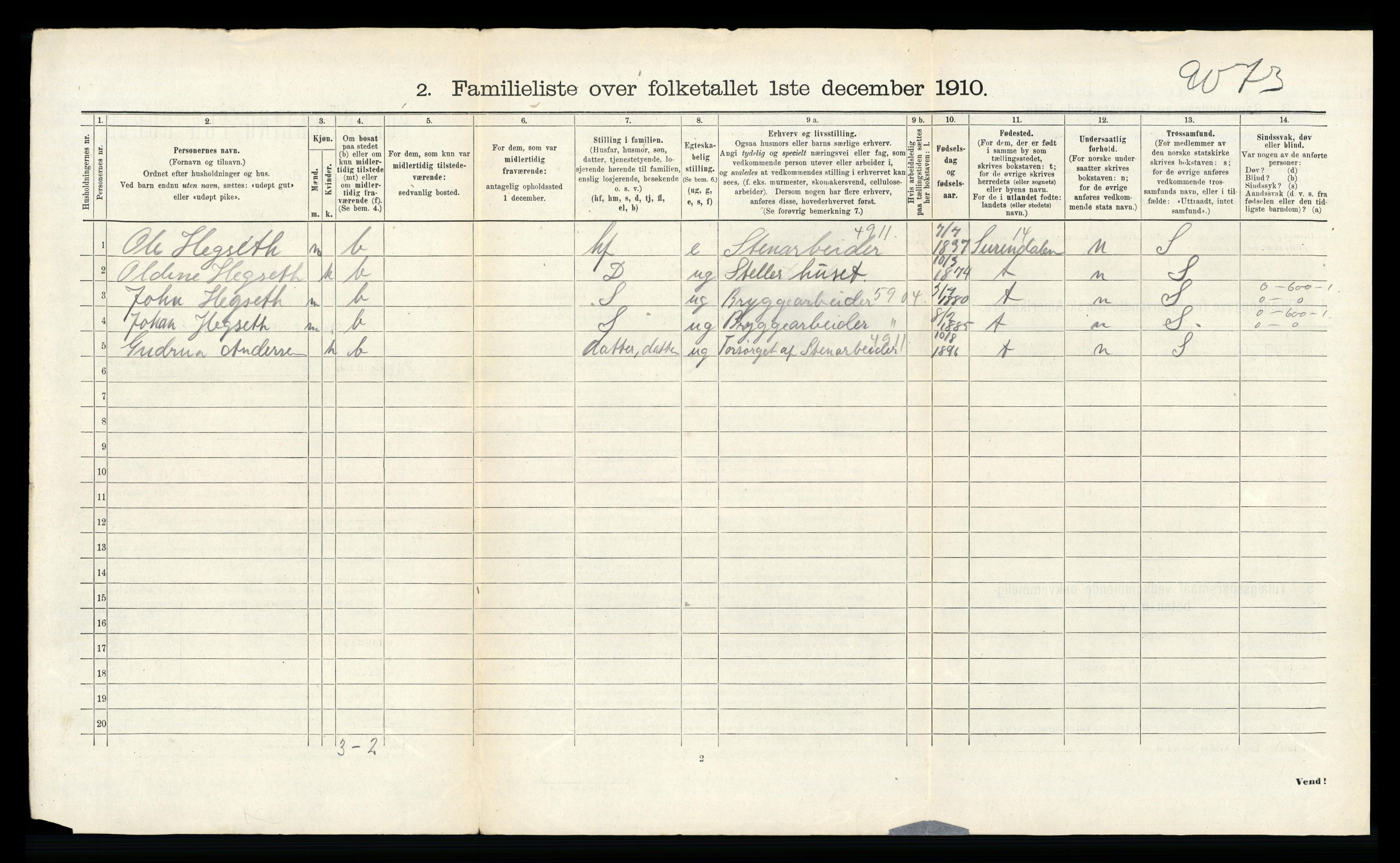 RA, 1910 census for Kristiansund, 1910, p. 7222