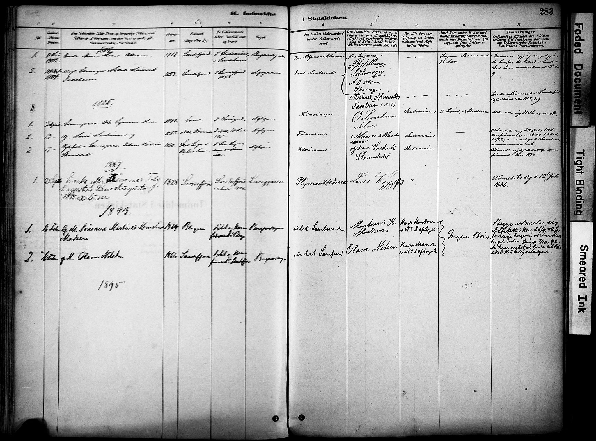 Sandefjord kirkebøker, SAKO/A-315/F/Fa/L0002: Parish register (official) no. 2, 1880-1894, p. 283