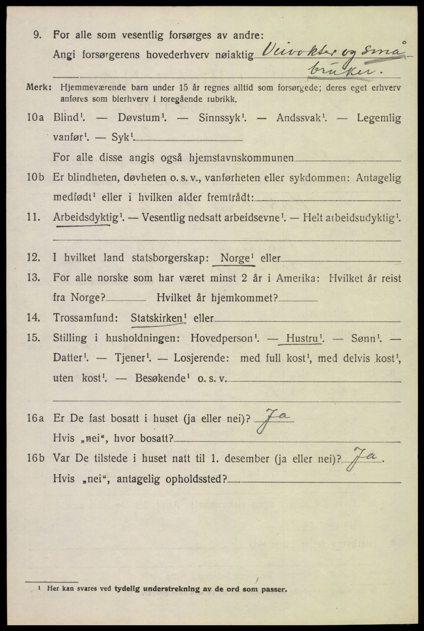 SAH, 1920 census for Jevnaker, 1920, p. 9172