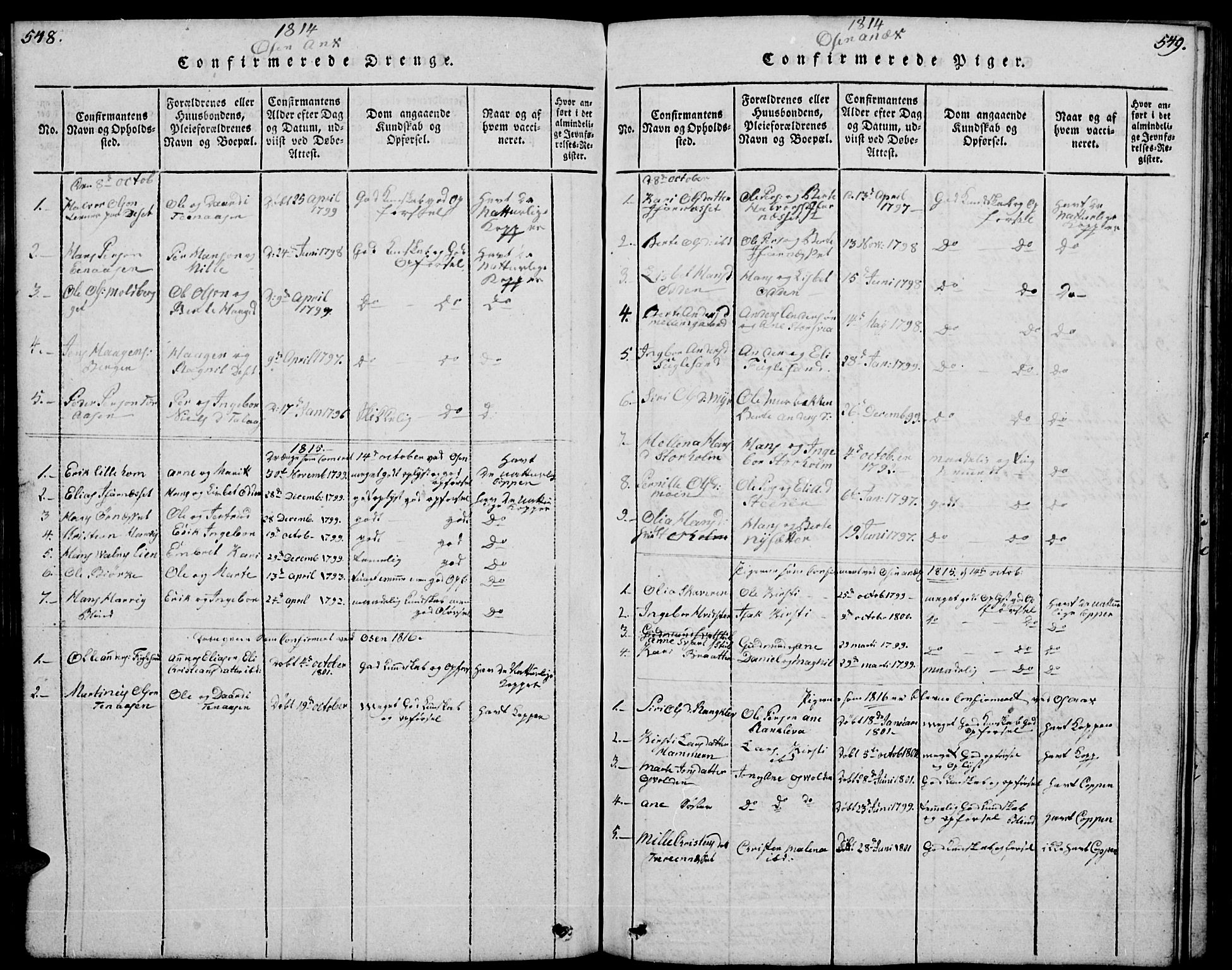 Trysil prestekontor, SAH/PREST-046/H/Ha/Hab/L0004: Parish register (copy) no. 4, 1814-1841, p. 548-549