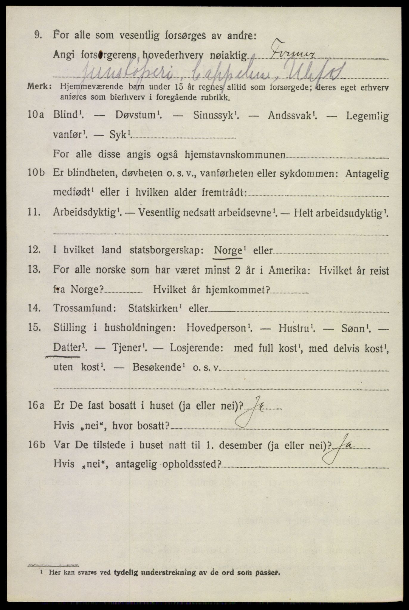 SAKO, 1920 census for Holla, 1920, p. 3608