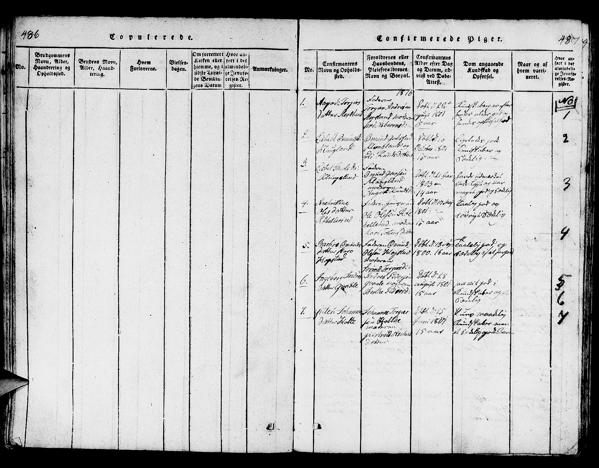 Helleland sokneprestkontor, SAST/A-101810: Parish register (copy) no. B 1, 1815-1841, p. 486-487
