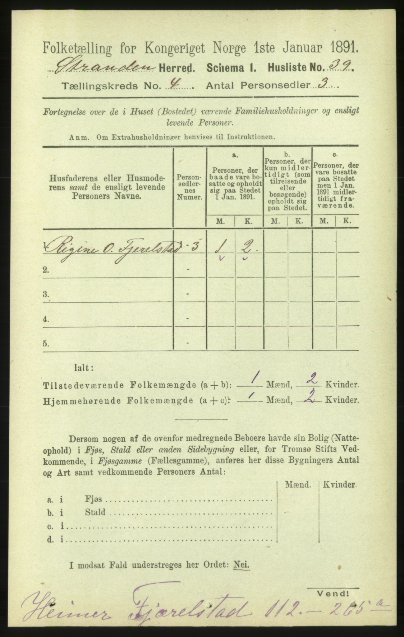 RA, 1891 census for 1525 Stranda, 1891, p. 788