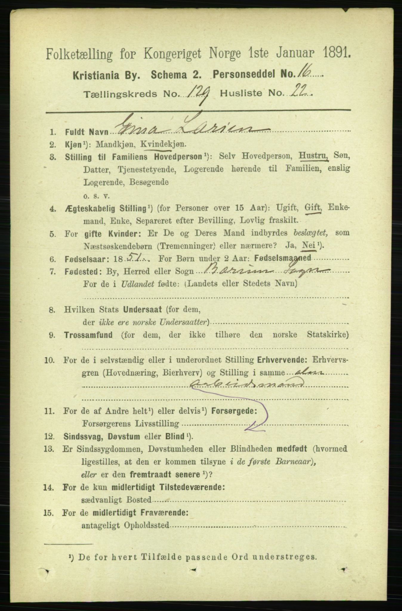 RA, 1891 census for 0301 Kristiania, 1891, p. 69852