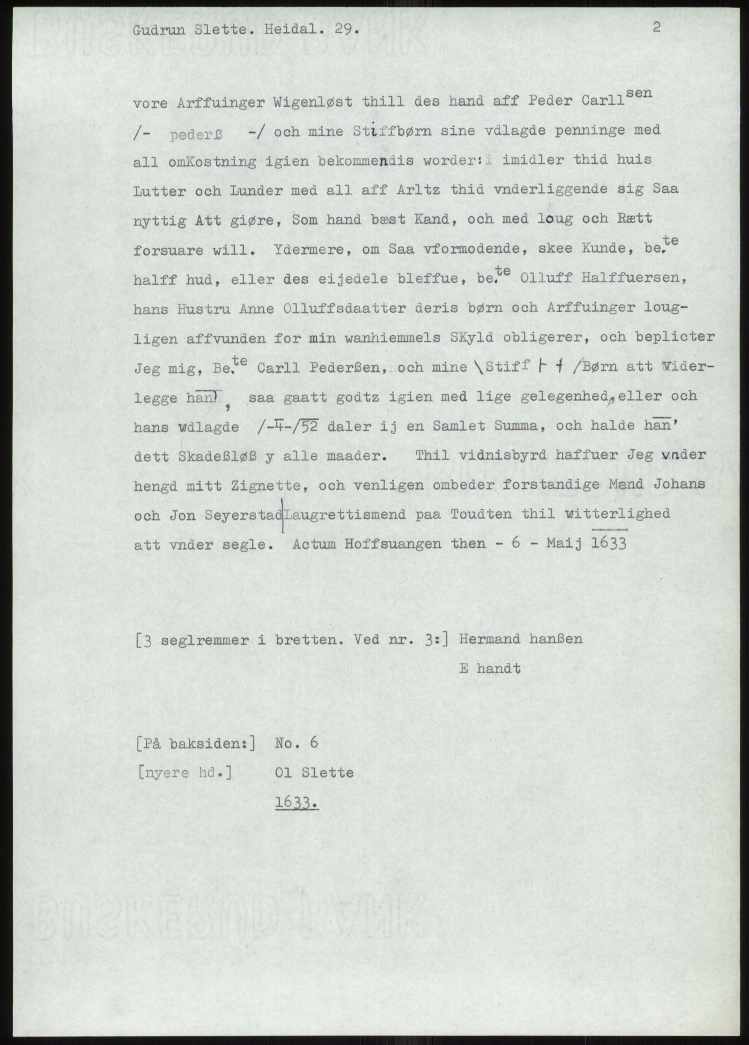 Samlinger til kildeutgivelse, Diplomavskriftsamlingen, RA/EA-4053/H/Ha, p. 65