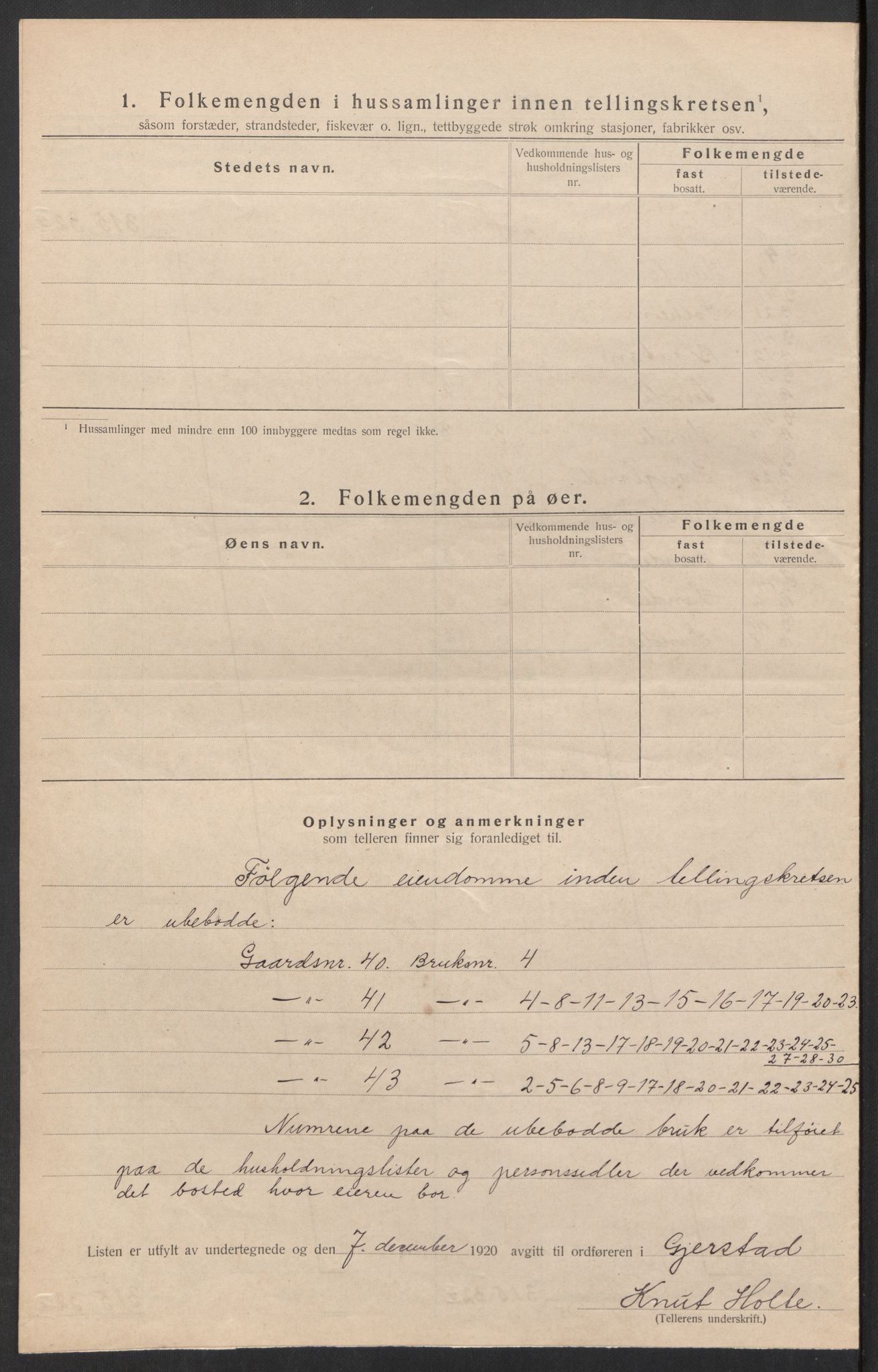 SAK, 1920 census for Gjerstad, 1920, p. 14