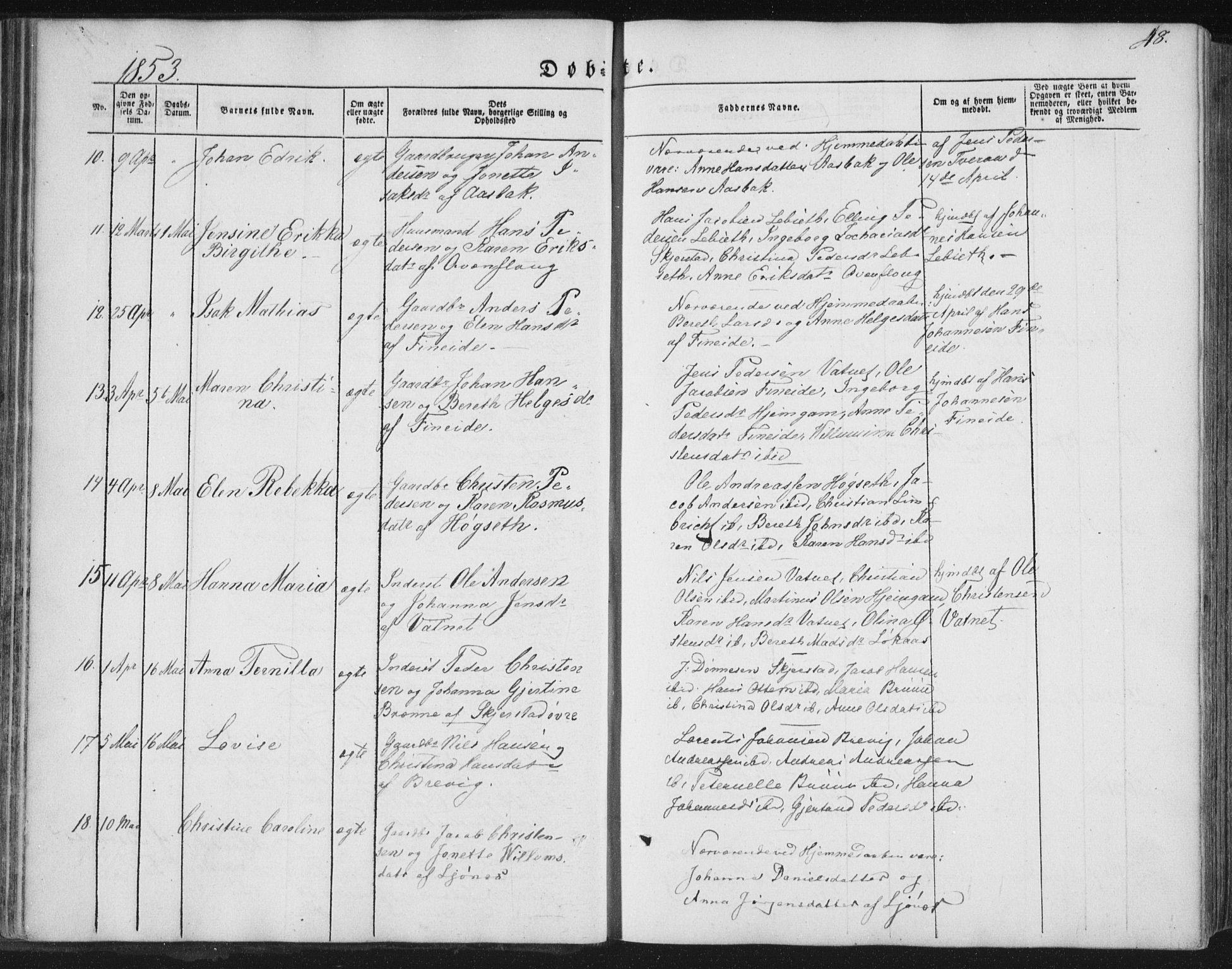 Ministerialprotokoller, klokkerbøker og fødselsregistre - Nordland, AV/SAT-A-1459/852/L0738: Parish register (official) no. 852A08, 1849-1865, p. 48