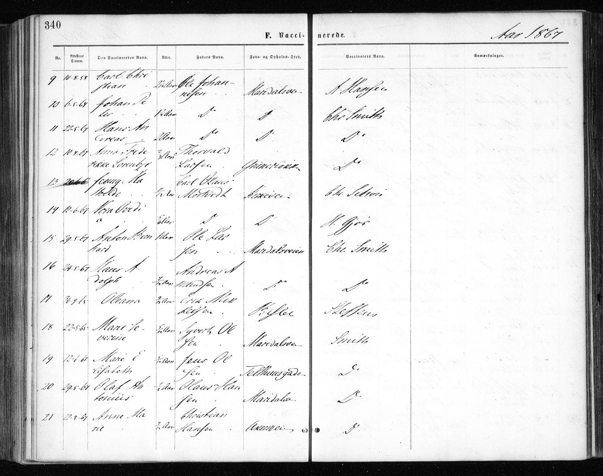 Gamle Aker prestekontor Kirkebøker, AV/SAO-A-10617a/F/L0003: Parish register (official) no. 3, 1865-1873, p. 340