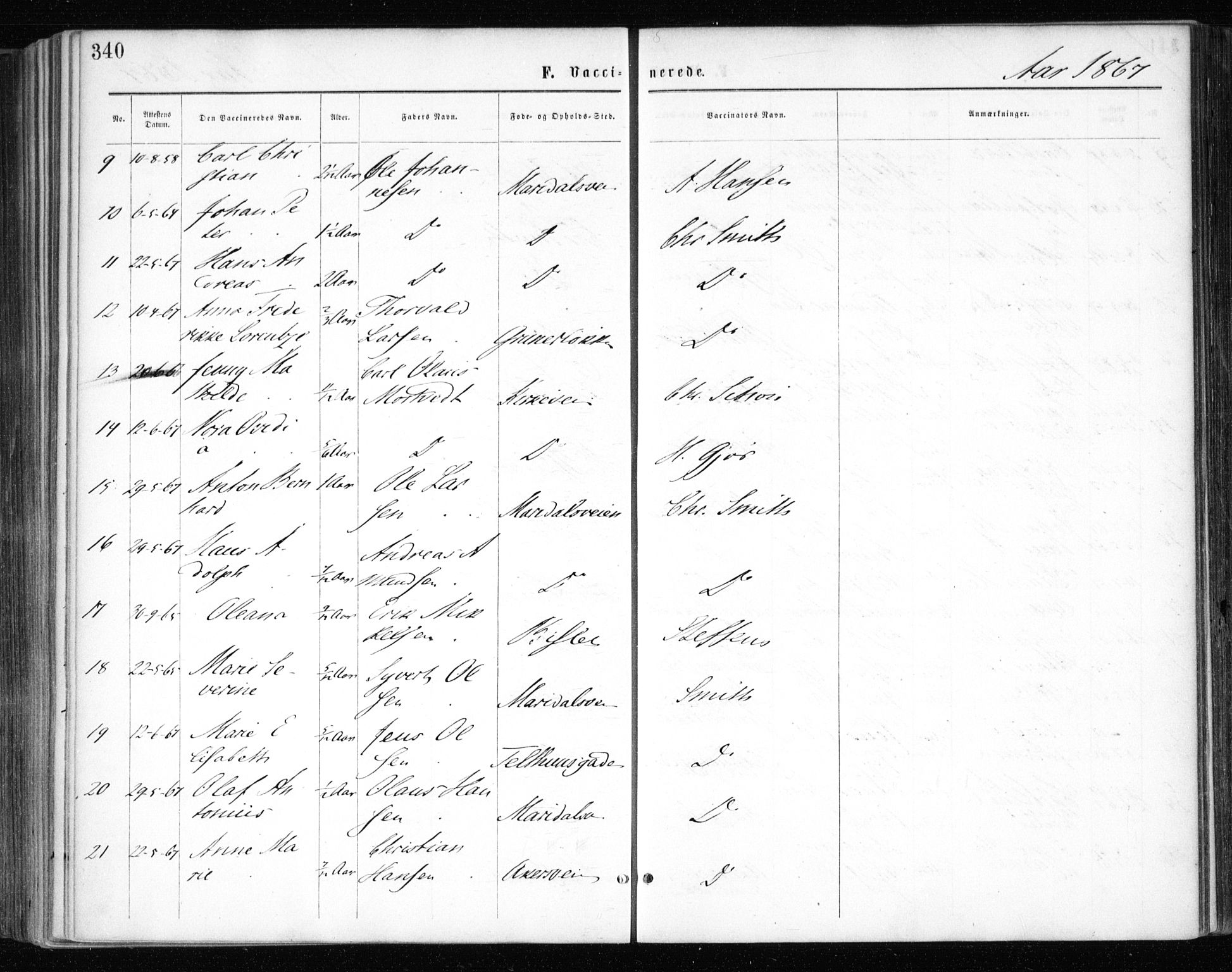 Gamle Aker prestekontor Kirkebøker, AV/SAO-A-10617a/F/L0003: Parish register (official) no. 3, 1865-1873, p. 340