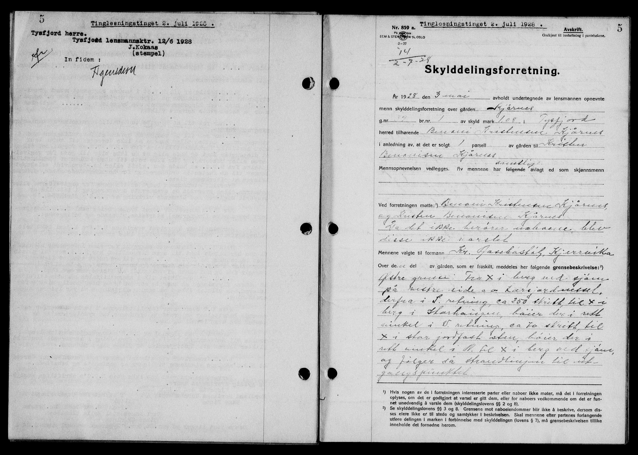 Steigen og Ofoten sorenskriveri, SAT/A-0030/1/2/2C/L0015/0002: Mortgage book no. 16 og 17-I, 1927-1928, Deed date: 02.07.1928
