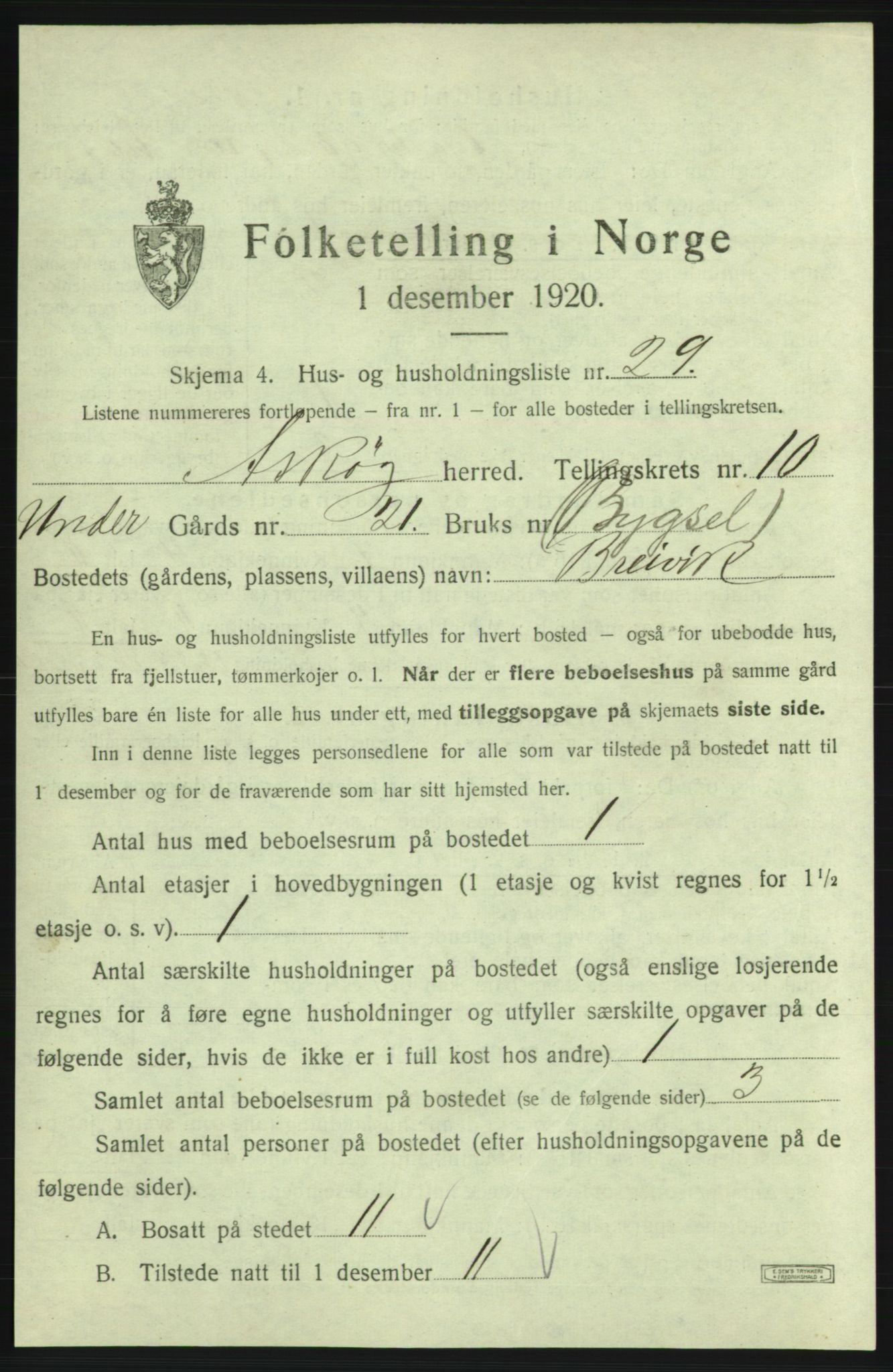 SAB, 1920 census for Askøy, 1920, p. 3481
