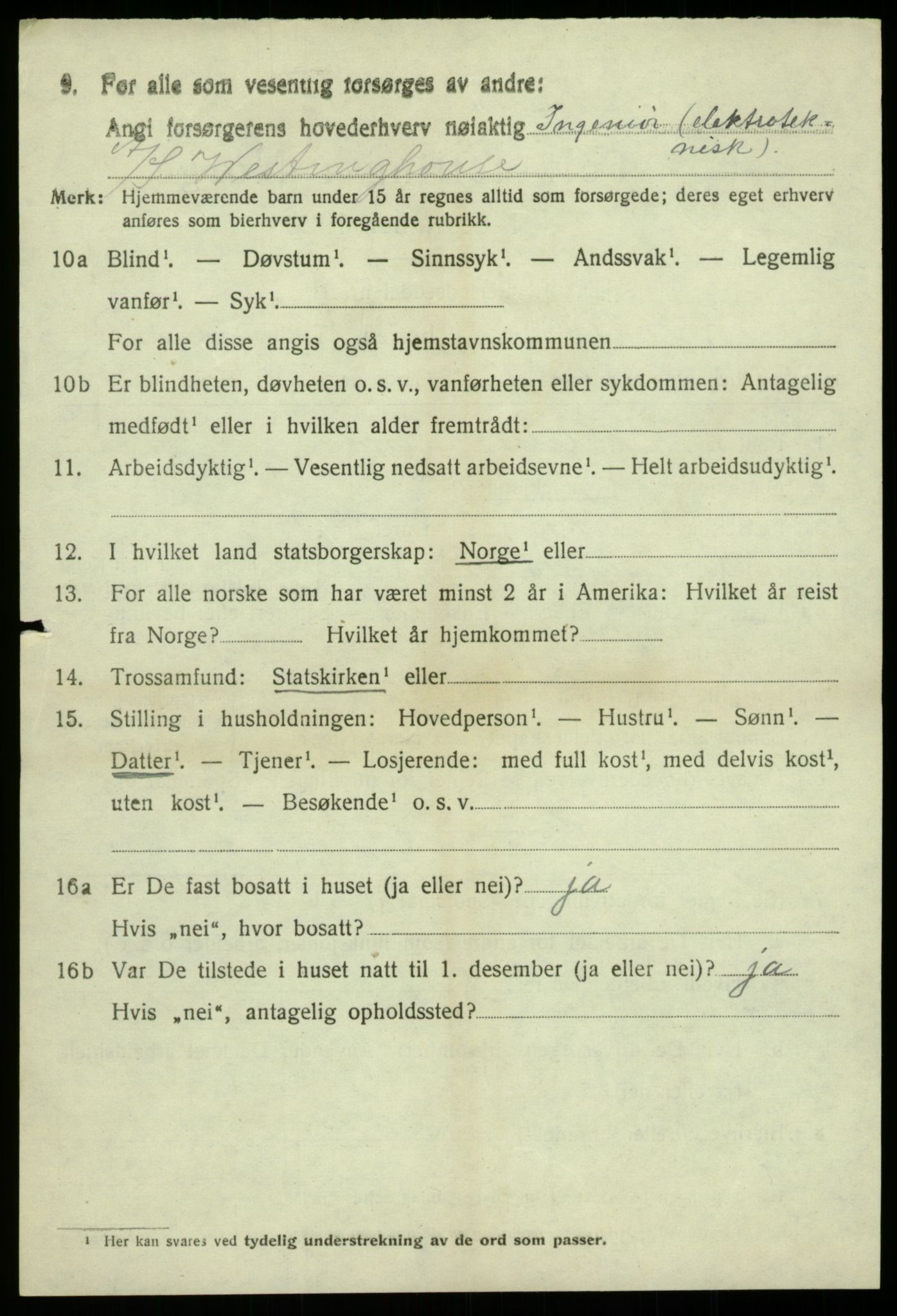 SAB, 1920 census for Kvam, 1920, p. 9198