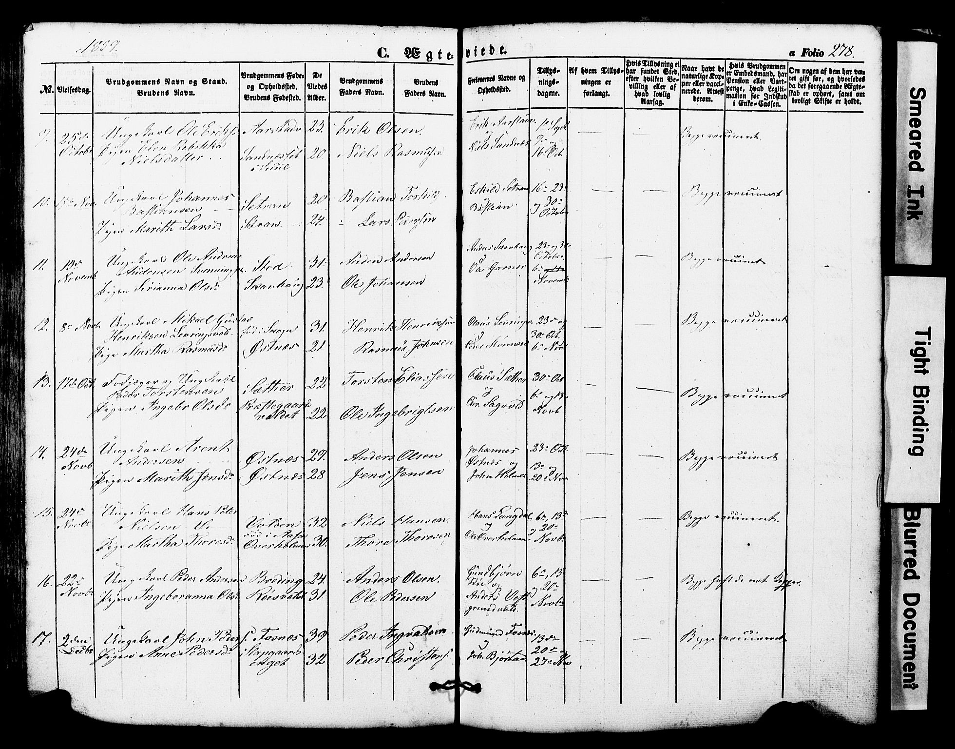 Ministerialprotokoller, klokkerbøker og fødselsregistre - Nord-Trøndelag, AV/SAT-A-1458/724/L0268: Parish register (copy) no. 724C04, 1846-1878, p. 278