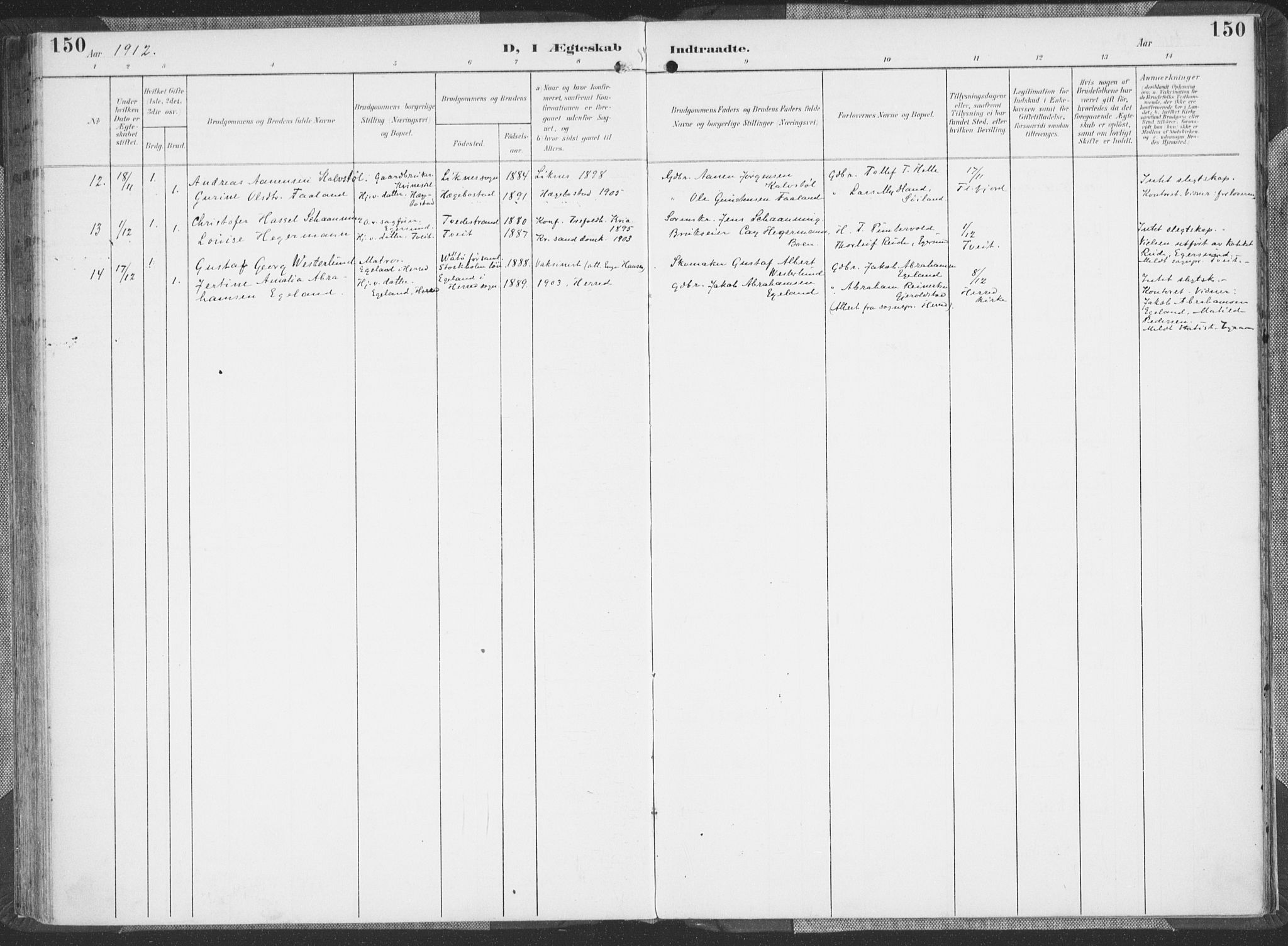 Flekkefjord sokneprestkontor, AV/SAK-1111-0012/F/Fa/Faa/L0002: Parish register (official) no. A 2, 1900-1912, p. 150