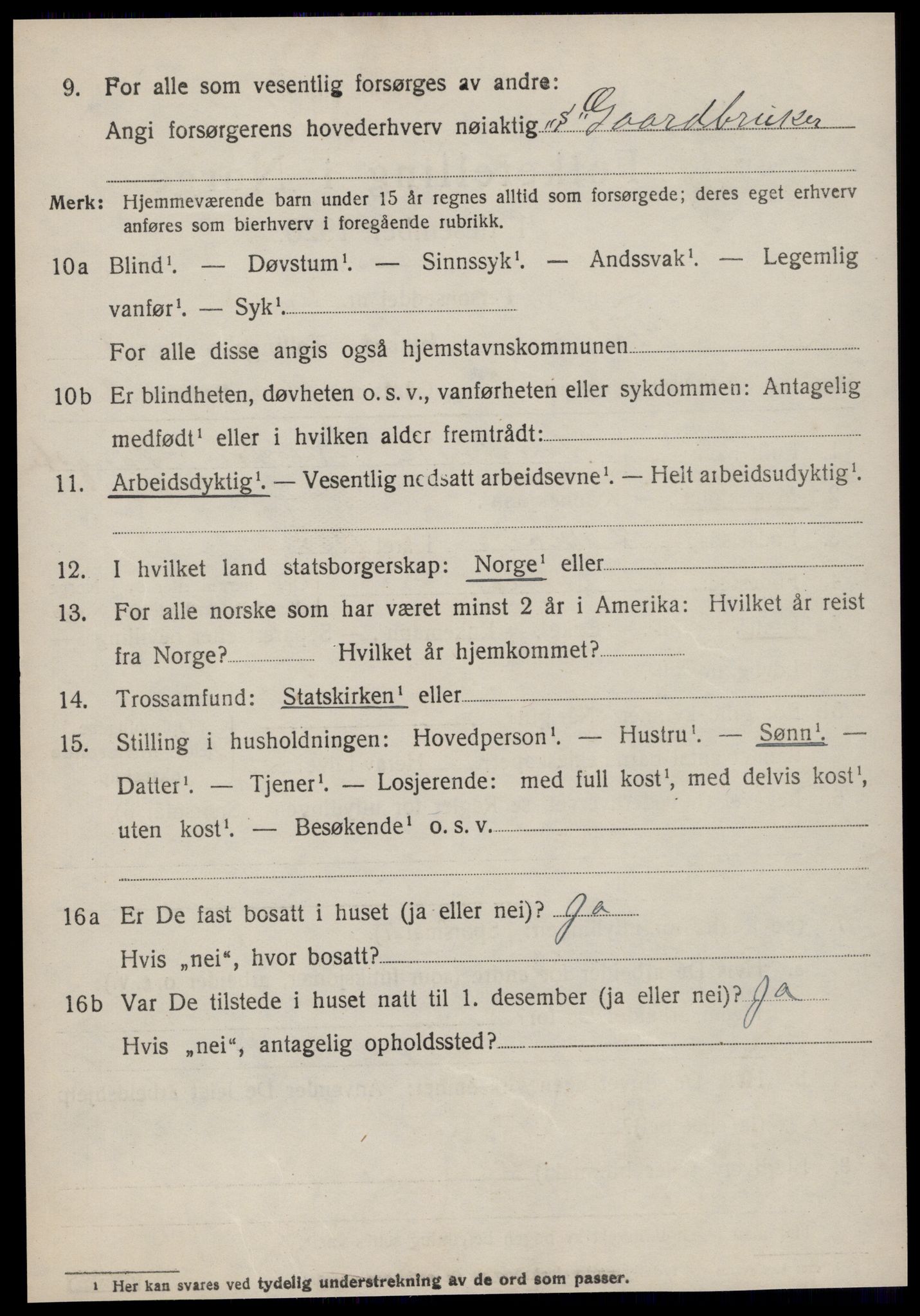 SAT, 1920 census for Vestnes, 1920, p. 5122