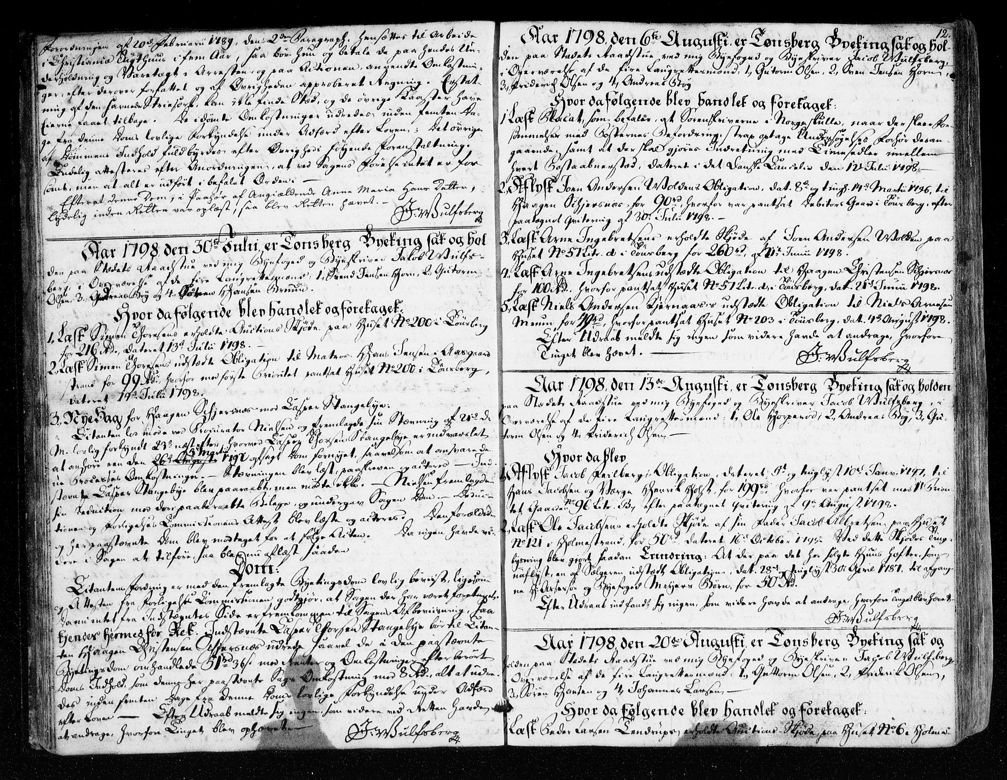 Tønsberg byfogd, AV/SAKO-A-224/F/Fa/L0021: Tingbok, 1798-1807, p. 12