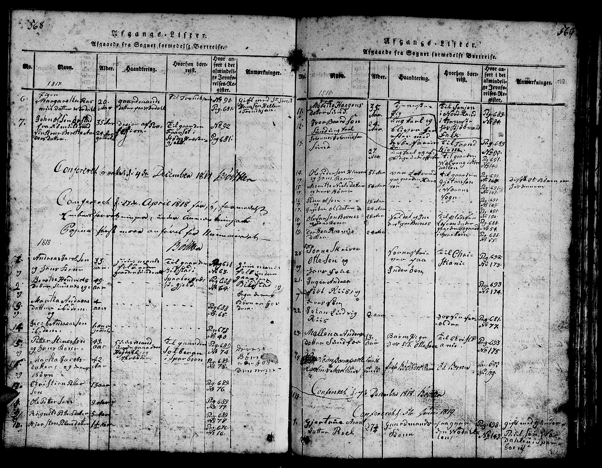 Ministerialprotokoller, klokkerbøker og fødselsregistre - Nord-Trøndelag, SAT/A-1458/730/L0298: Parish register (copy) no. 730C01, 1816-1849, p. 568-569