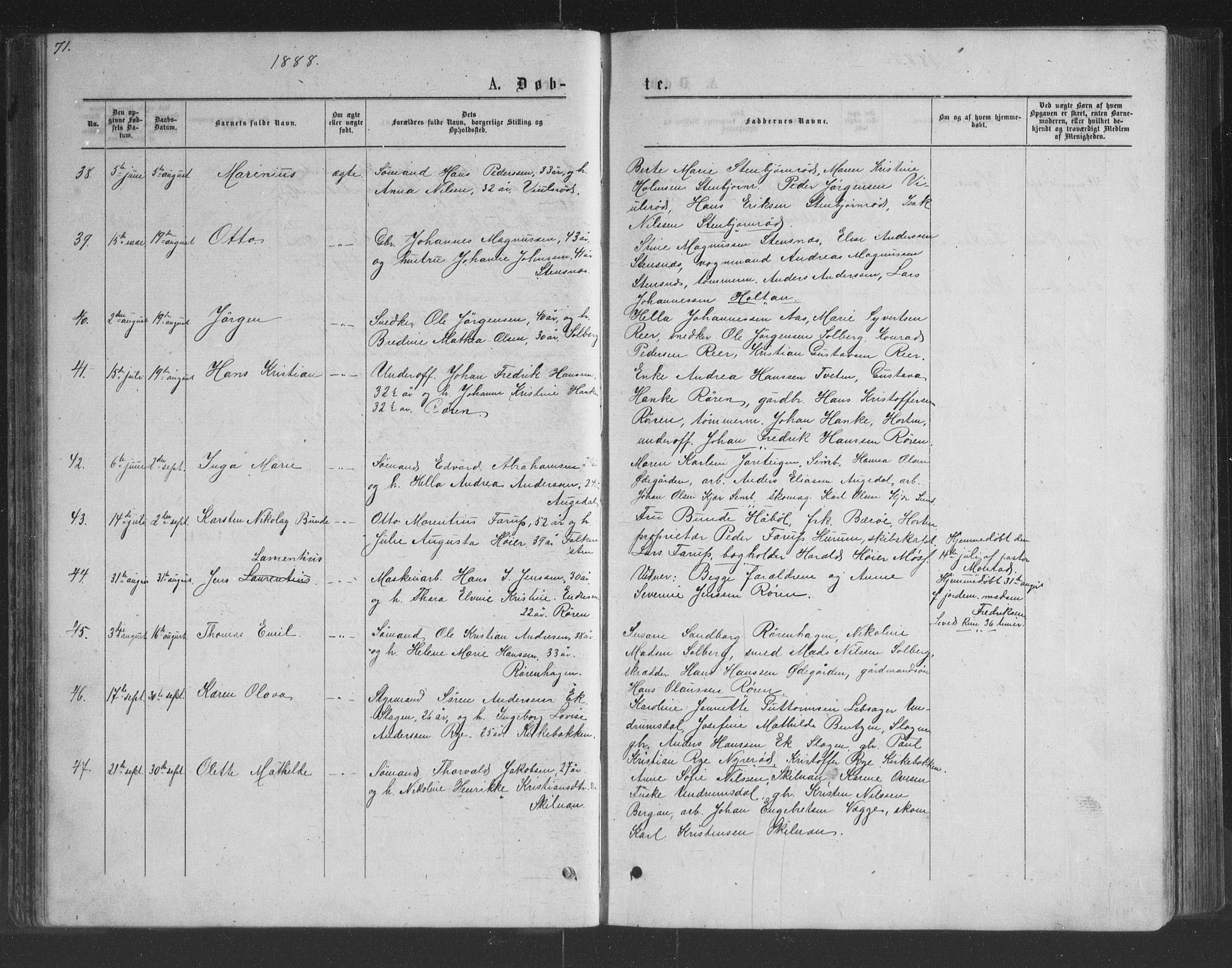 Borre kirkebøker, AV/SAKO-A-338/G/Ga/L0003: Parish register (copy) no. I 3, 1871-1892, p. 71