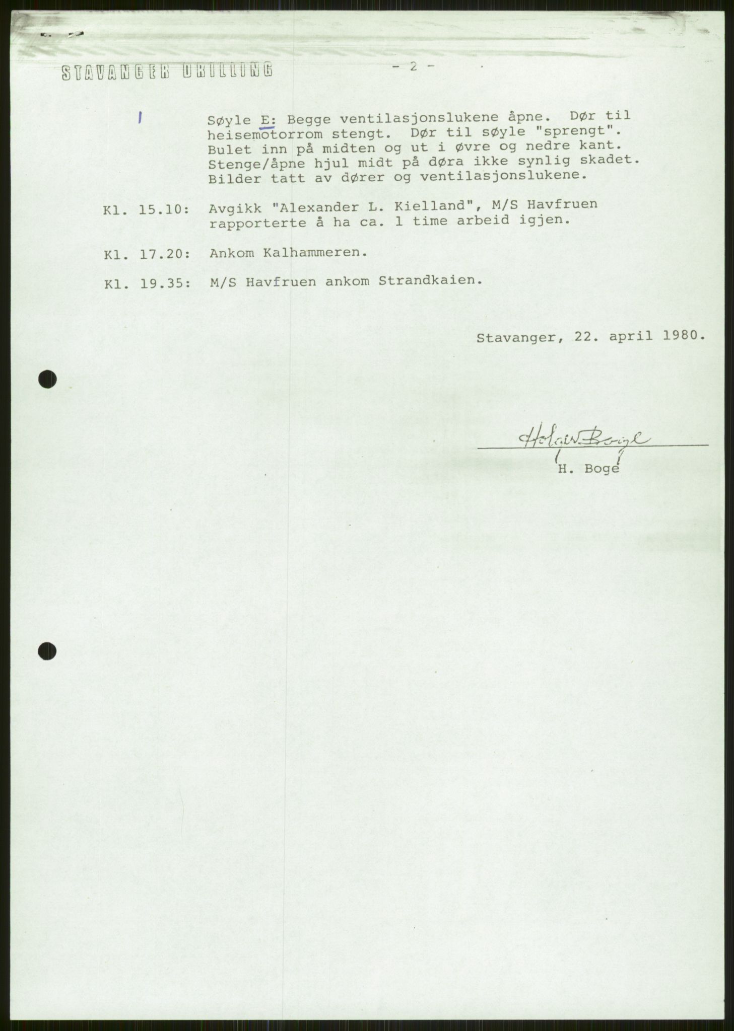 Justisdepartementet, Granskningskommisjonen ved Alexander Kielland-ulykken 27.3.1980, AV/RA-S-1165/D/L0006: A Alexander L. Kielland (Doku.liste + A3-A6, A11-A13, A18-A20-A21, A23, A31 av 31)/Dykkerjournaler, 1980-1981, p. 107