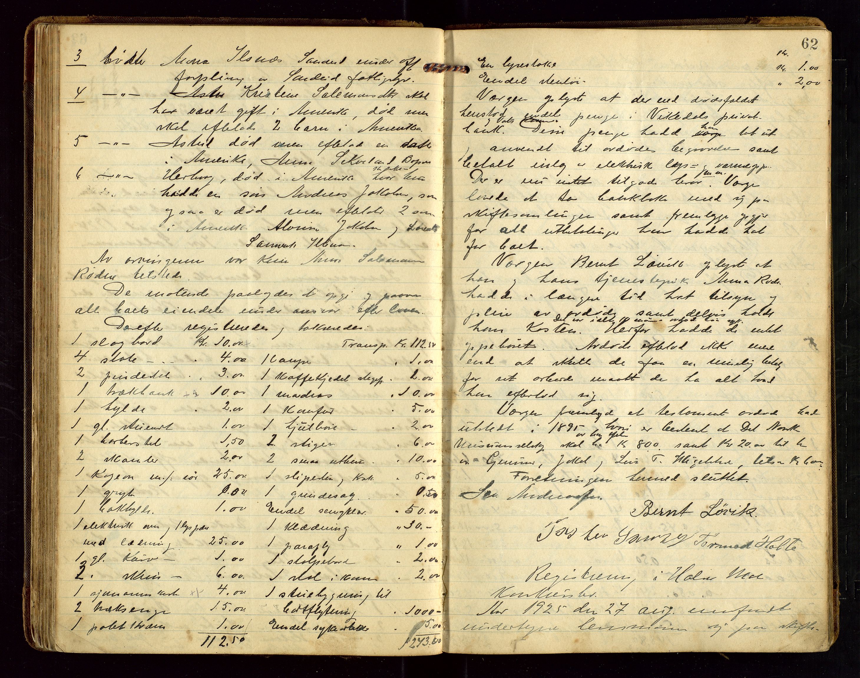 Vikedal lensmannskontor, AV/SAST-A-100179/Gg/L0002: Dødsfallprotokoll, 1921-1932, p. 62