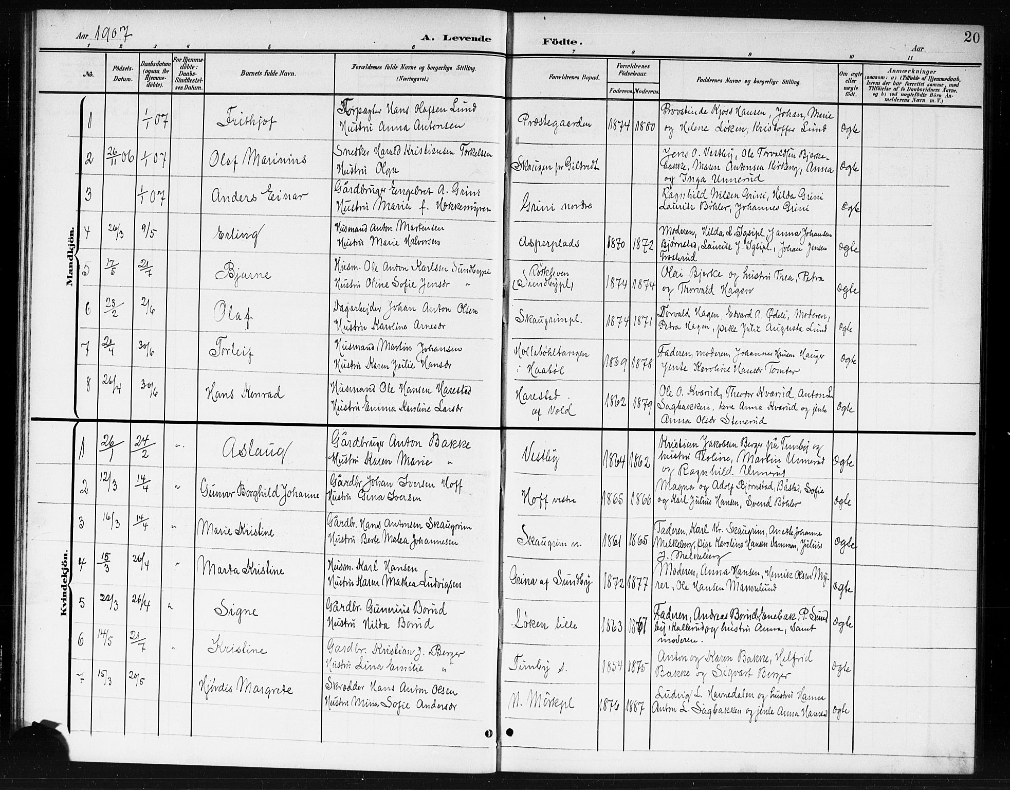 Spydeberg prestekontor Kirkebøker, SAO/A-10924/G/Ga/L0002: Parish register (copy) no. I 2, 1901-1922, p. 20