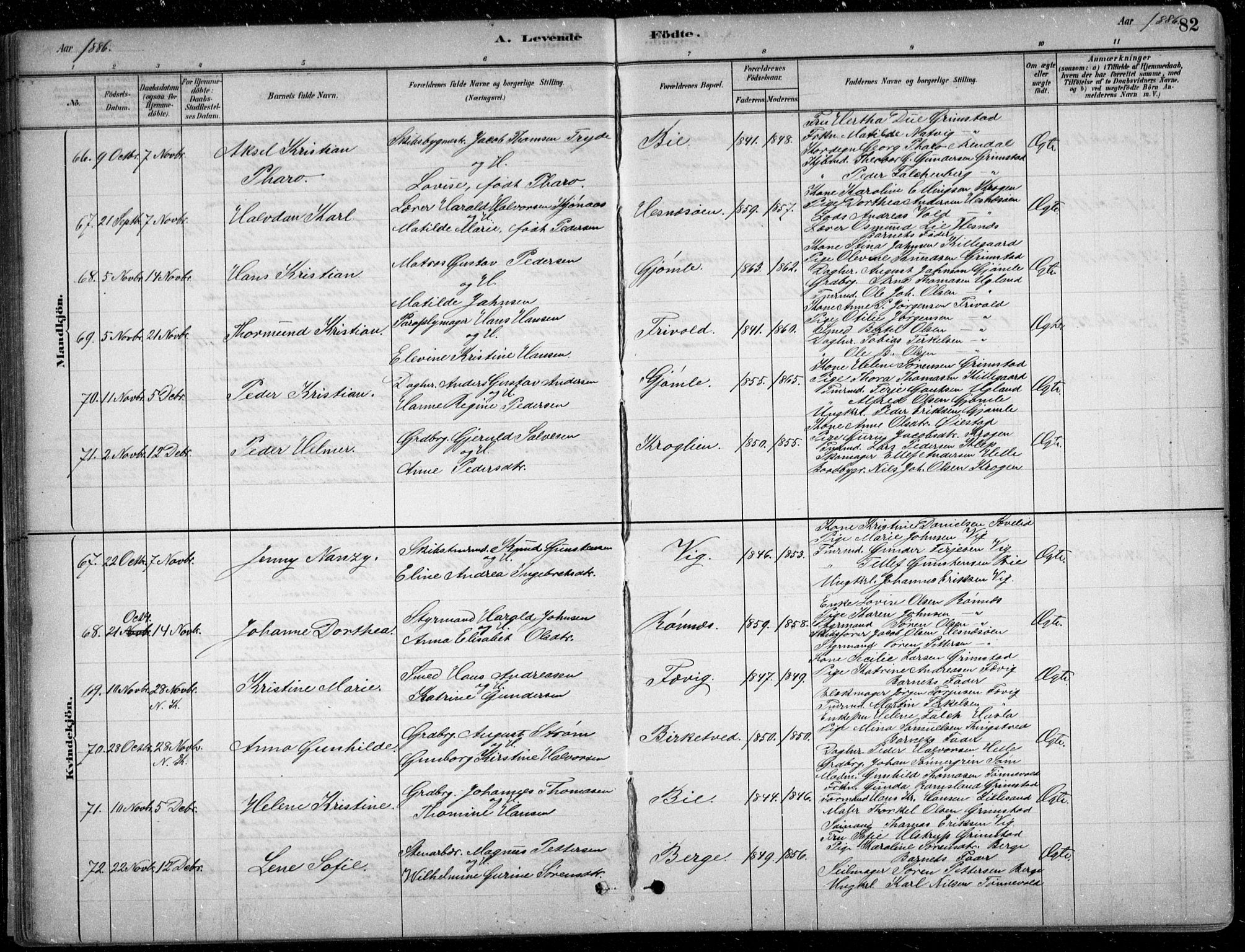 Fjære sokneprestkontor, SAK/1111-0011/F/Fb/L0011: Parish register (copy) no. B 11, 1881-1905, p. 82