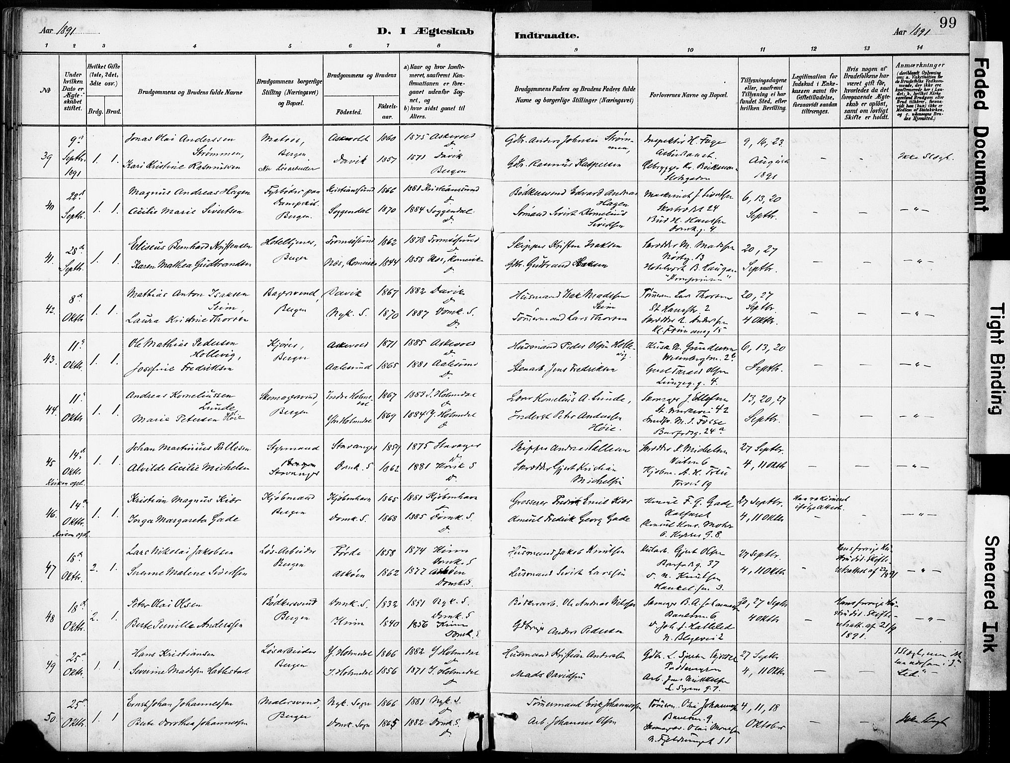 Domkirken sokneprestembete, AV/SAB-A-74801/H/Haa/L0037: Parish register (official) no. D 4, 1880-1907, p. 99