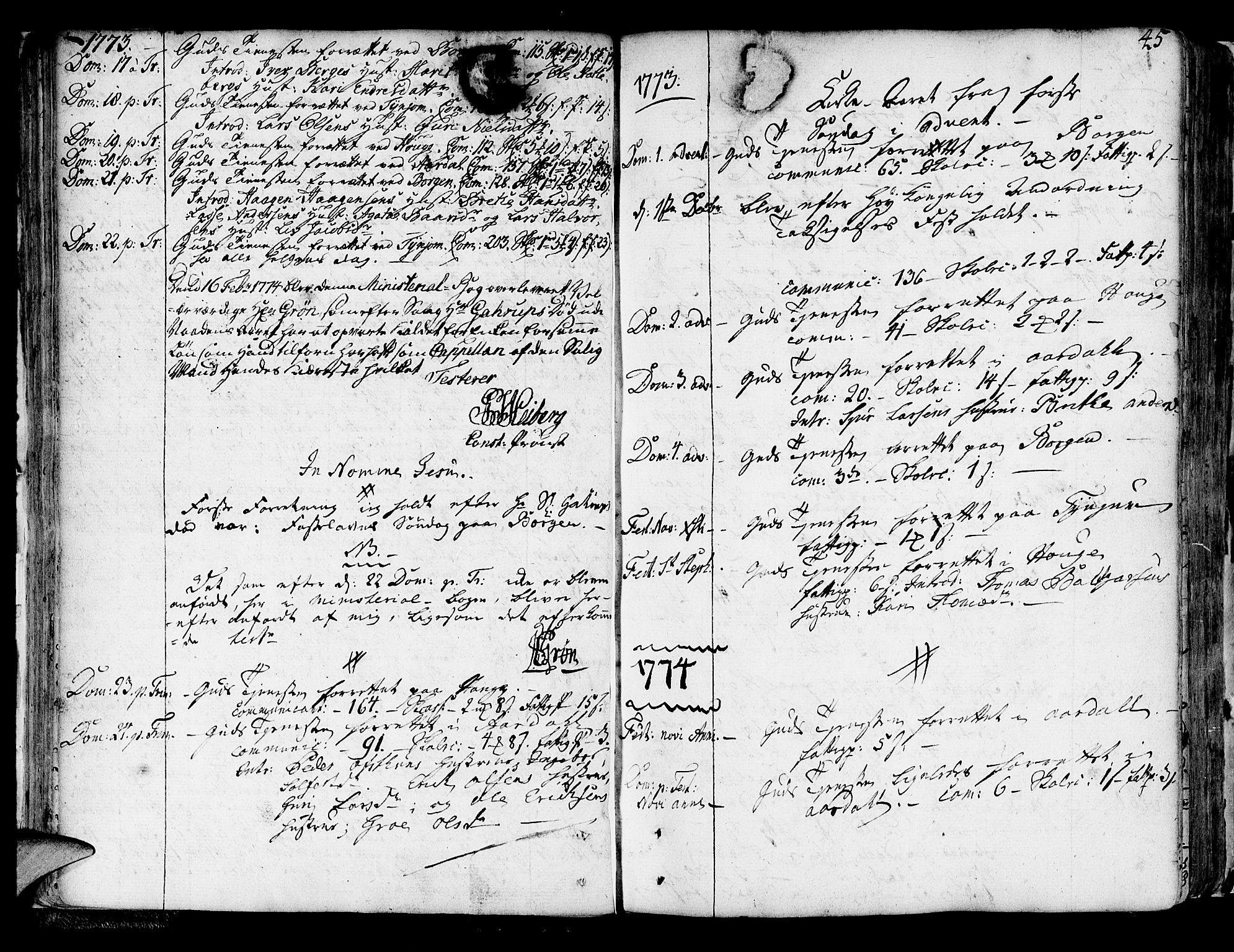 Lærdal sokneprestembete, SAB/A-81201: Parish register (official) no. A 2, 1752-1782, p. 45