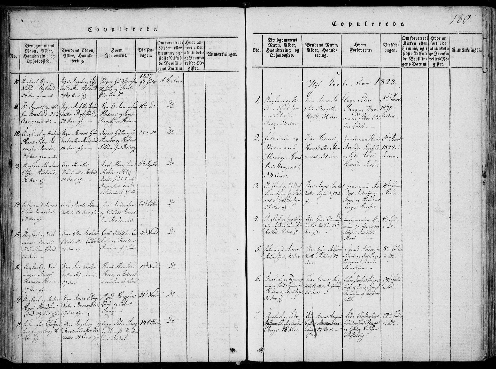 Oddernes sokneprestkontor, AV/SAK-1111-0033/F/Fa/Faa/L0005: Parish register (official) no. A 5, 1820-1838, p. 180