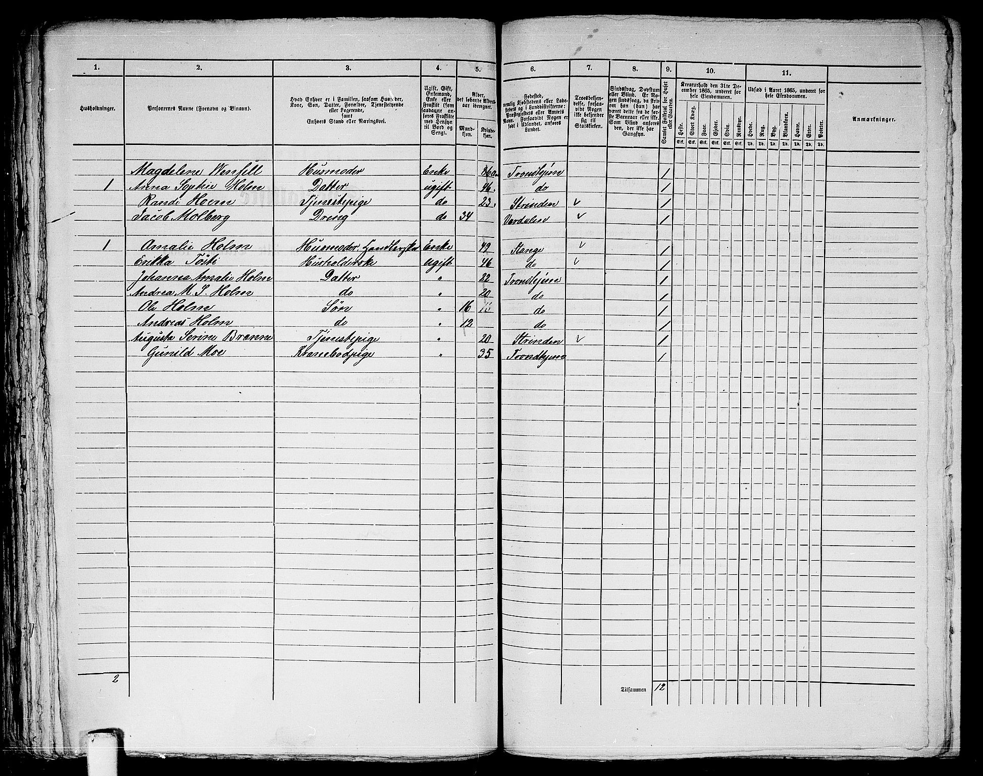 RA, 1865 census for Trondheim, 1865, p. 899